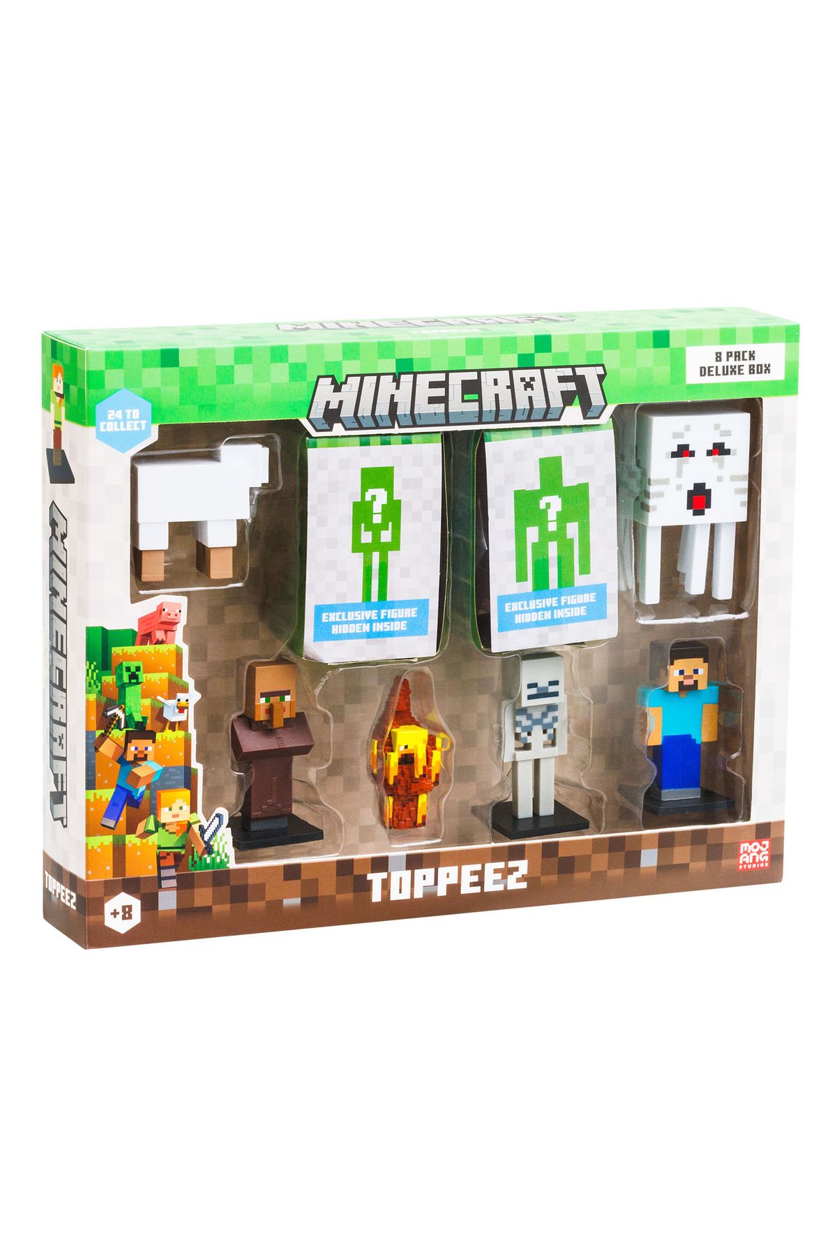 SECTOYS Minecraft 3D Figür Toppeez 8'li Delüks Set MC2070 Oyuncak Minecraft Seti İskelet Koyun