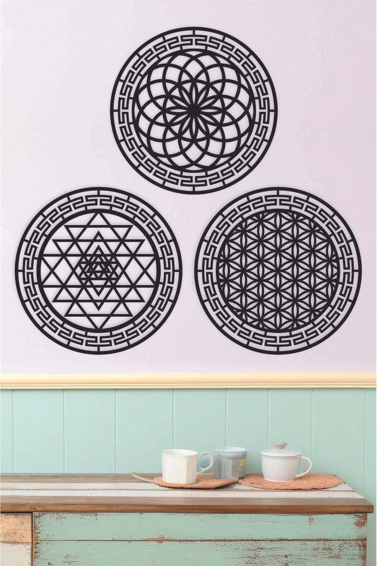 UNT Sacret Geometri Seti (Kutsal Geometri Seti) Sri Yantra, Yaşam Çiçeği ve Torus)