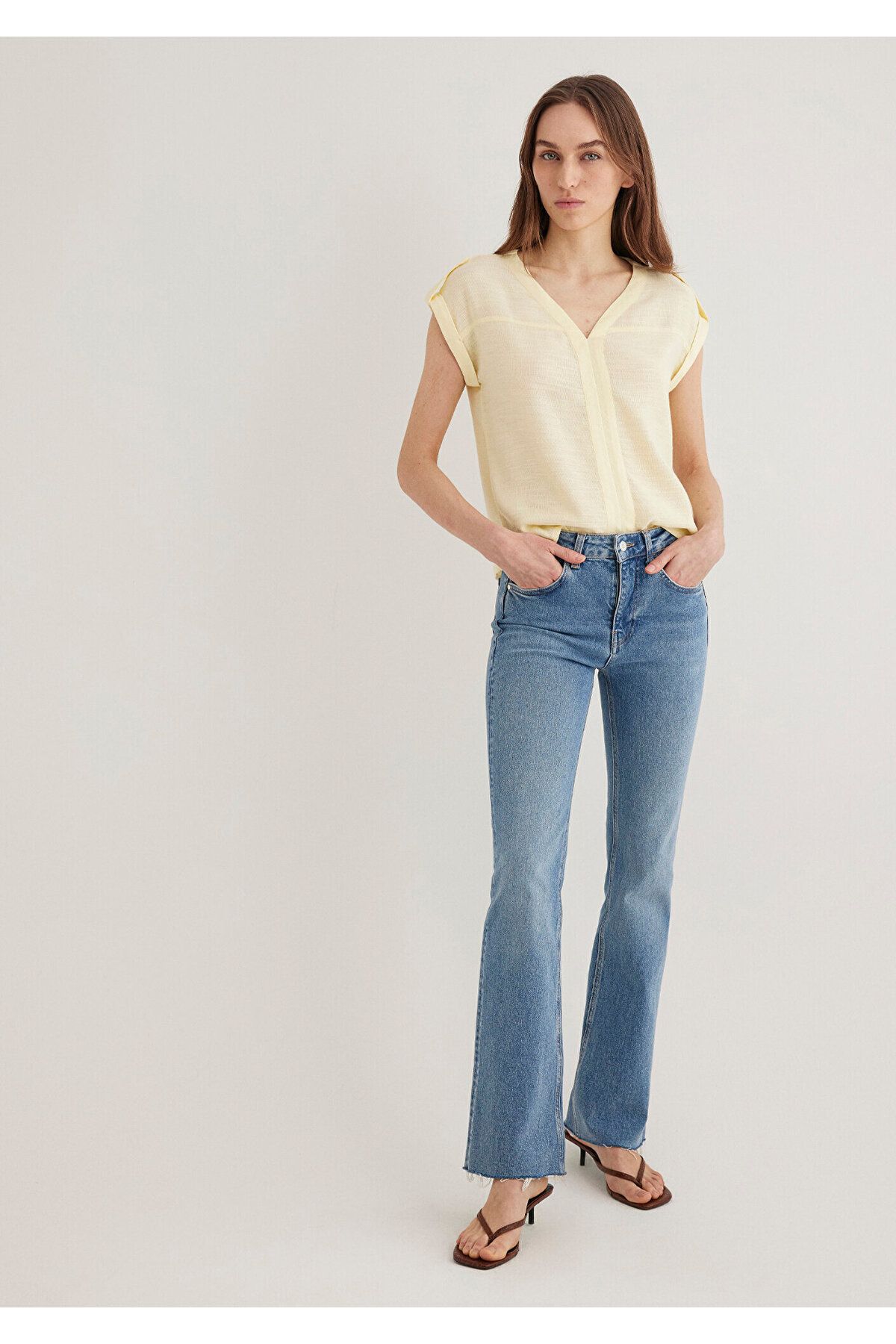 Mavi-V-Neck Yellow Blouse 122504 -71305 2