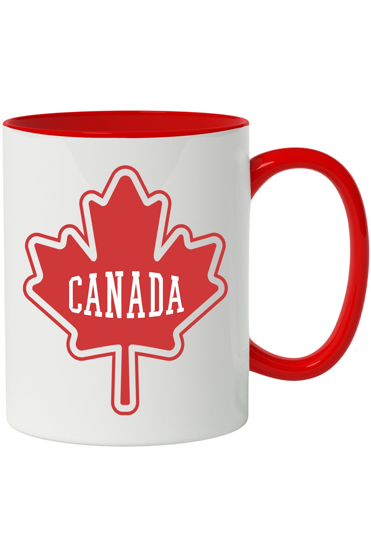 StoryGift Romania Cana Cu Frunza, Artar, Canada, Simbol National, Multicolor 330 Ml, Ceramica Cu M, Cu Maner Rosu - One Size