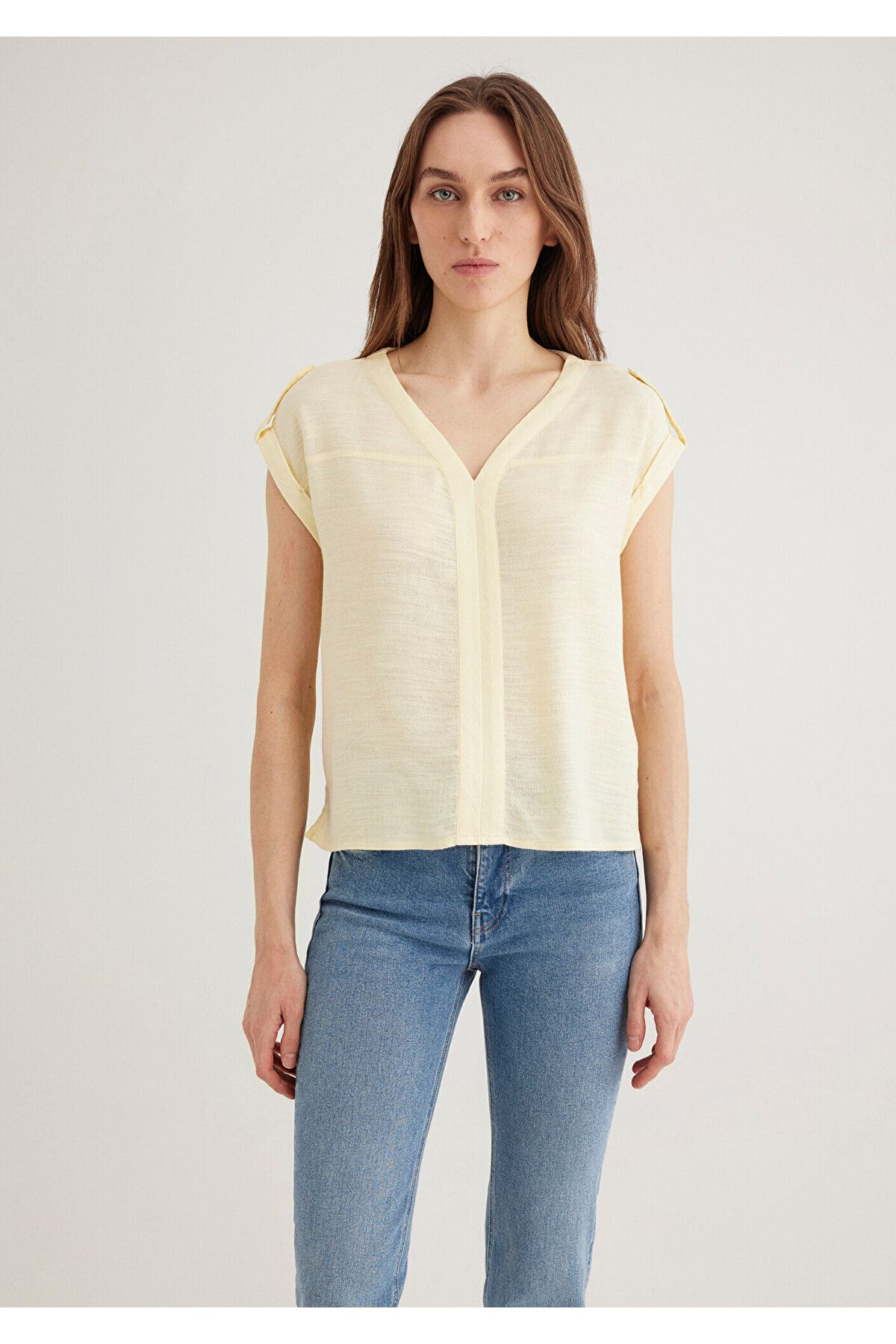 Mavi-V-Neck Yellow Blouse 122504 -71305 4