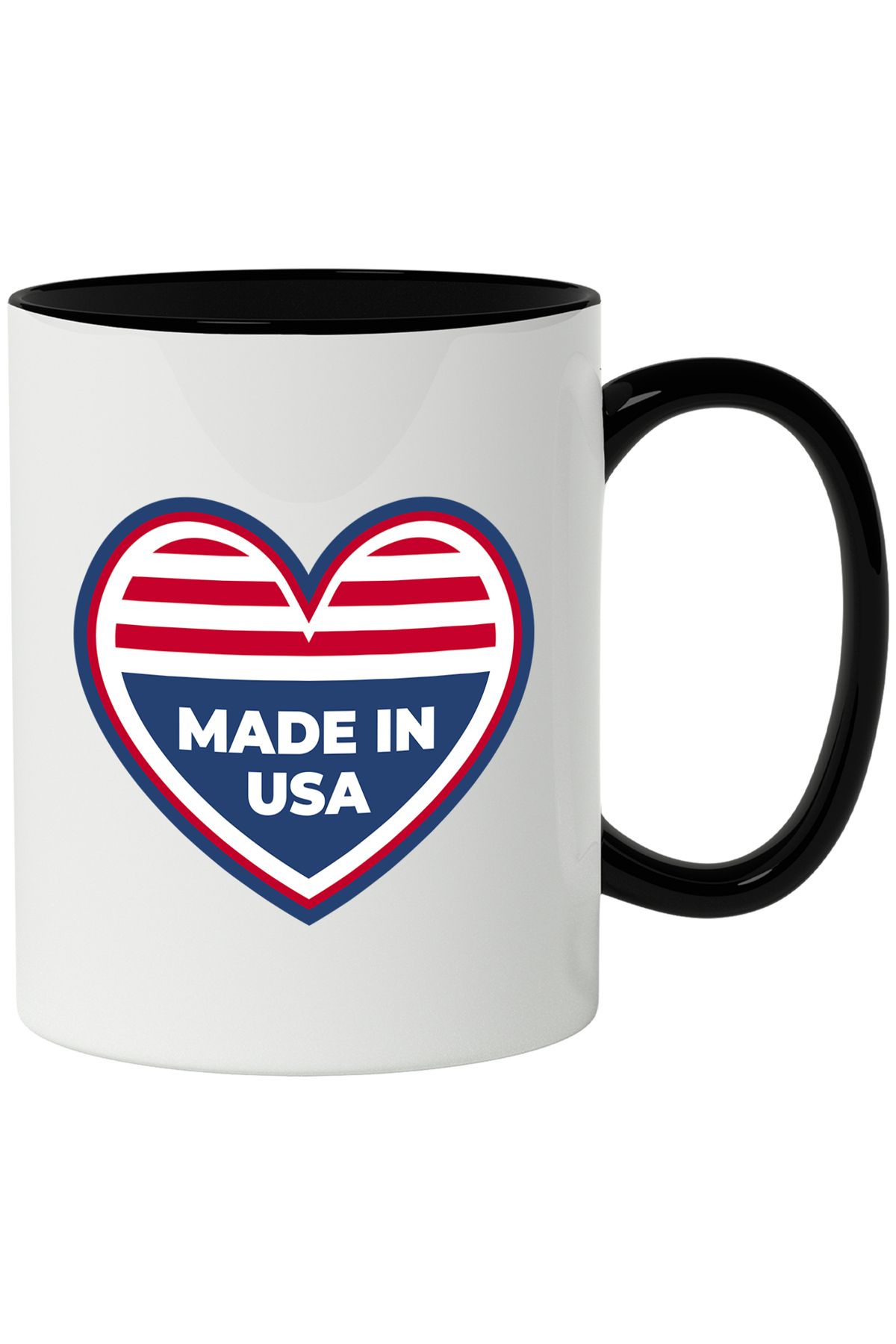 StoryGift Romania Cana Cu Mesaj In Engleza Made In Usa , Inima, America, Steag, Multicolor 330 Ml,, Cu Maner Negru - One Size