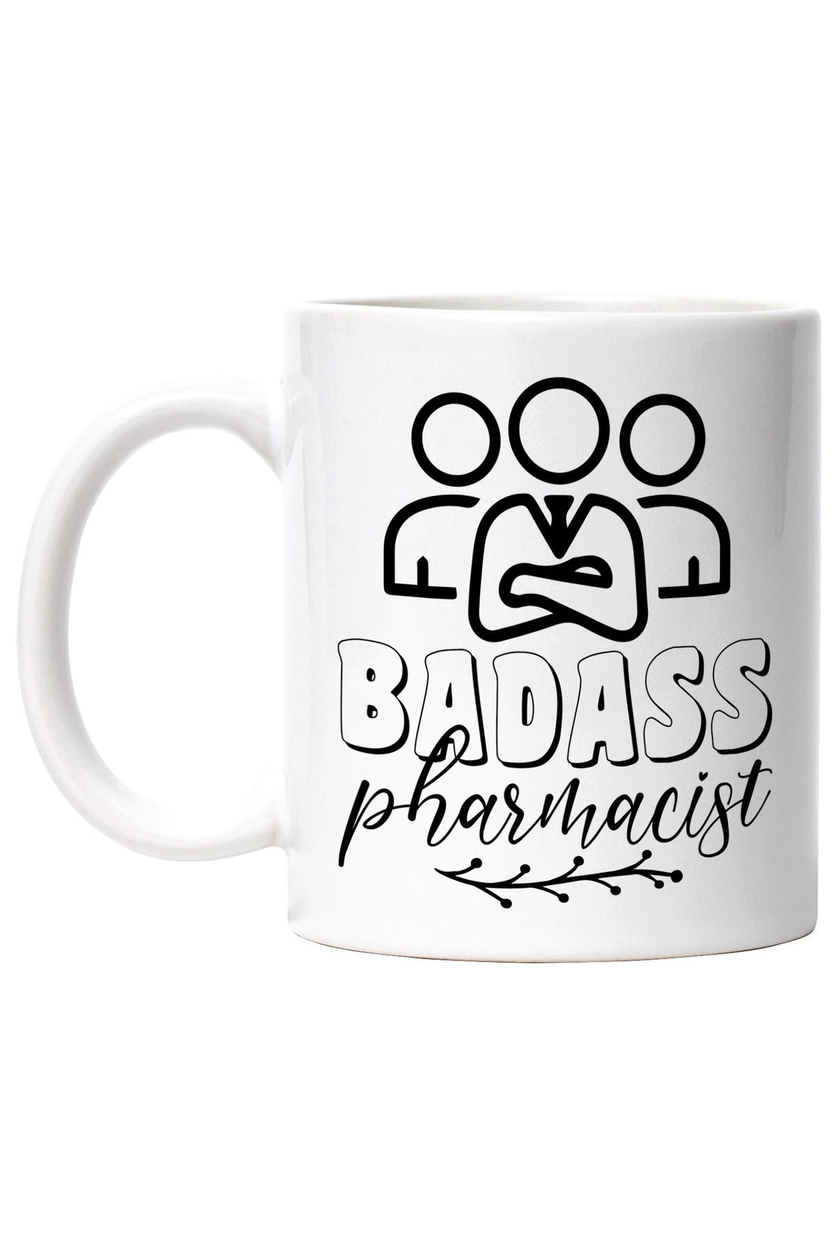 StoryGift Romania Cana Pentru Un Farmacist Smecher Cu Textul In Engleza "bada*s Pharmacist" Cu Man, Cu Maner Alb - One Size