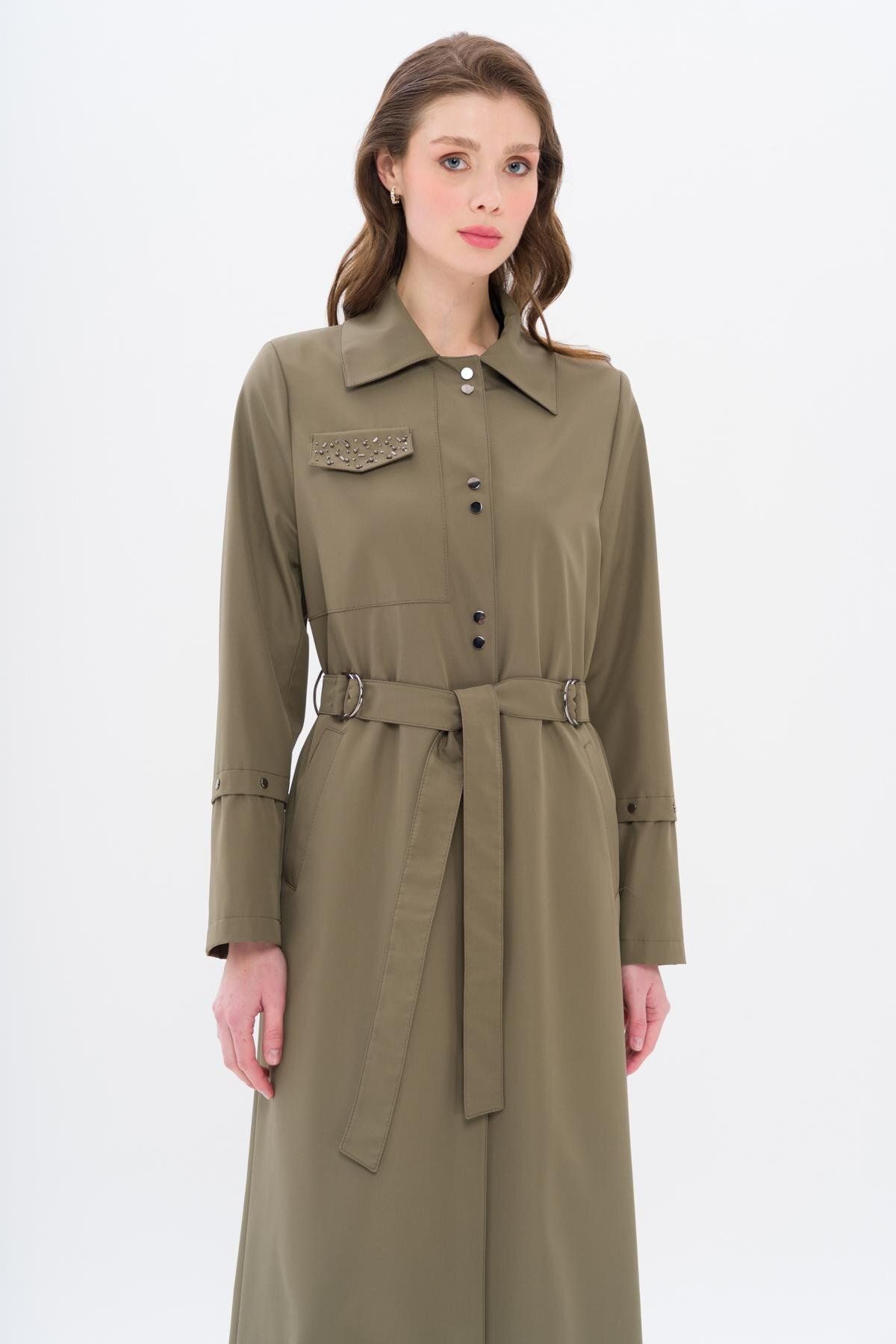Olcay-Спортно палто с подплата с джобни камъни KHAKI 4306 5