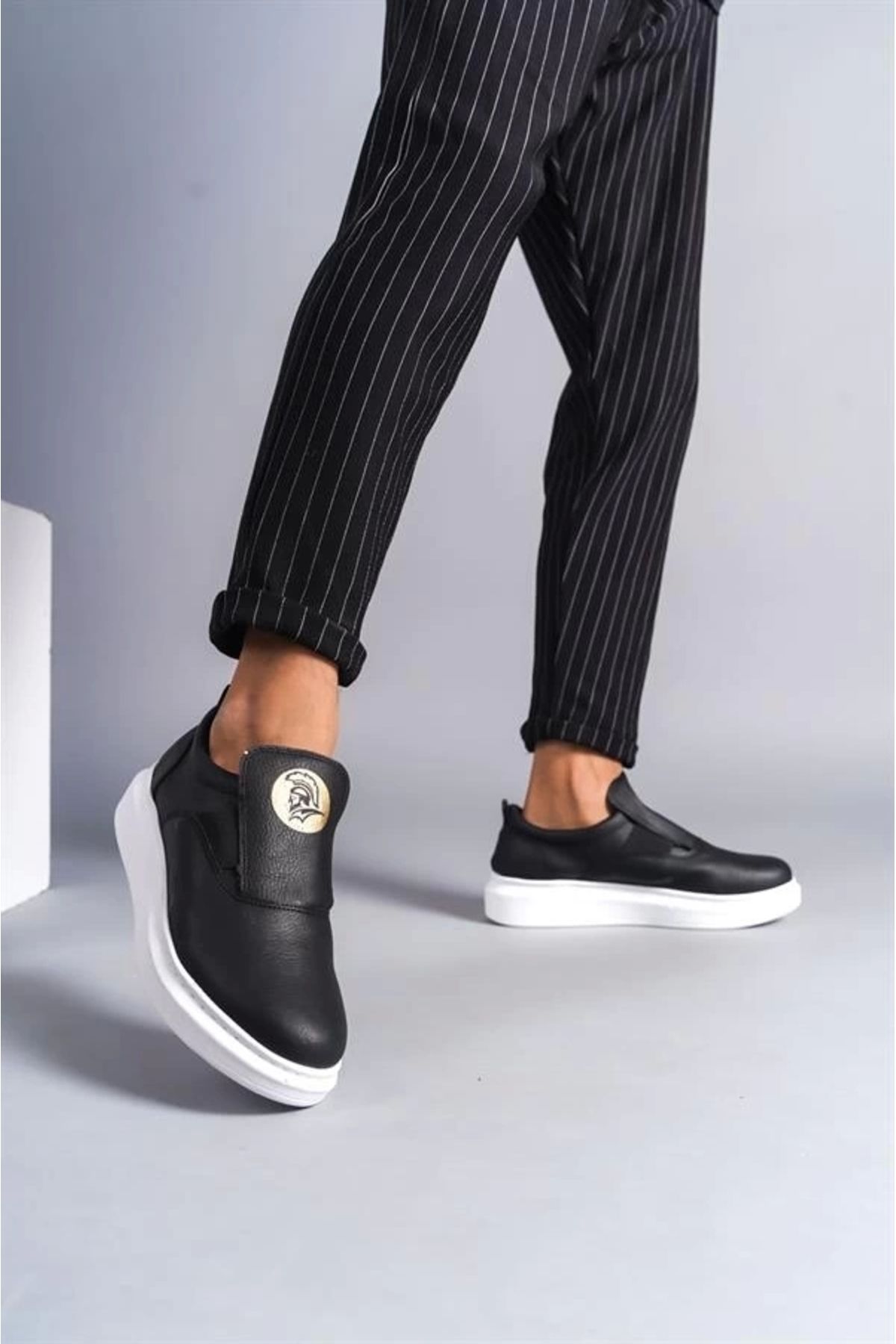 Store SLW161 Hippo Bağcıksız Cilt Erkek Günlük Sneaker Ayakkabı CBT - Siyah