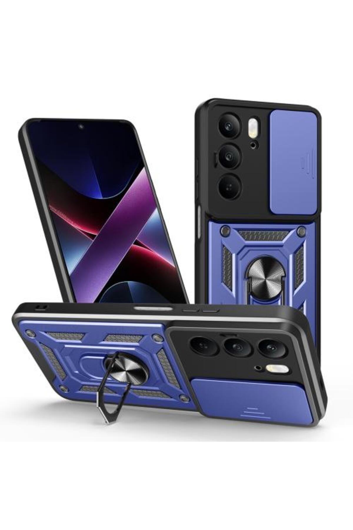 Teleplus Realme C75 Kılıf Pars Yüzüklü Kamera Sürgülü Tank Kapak