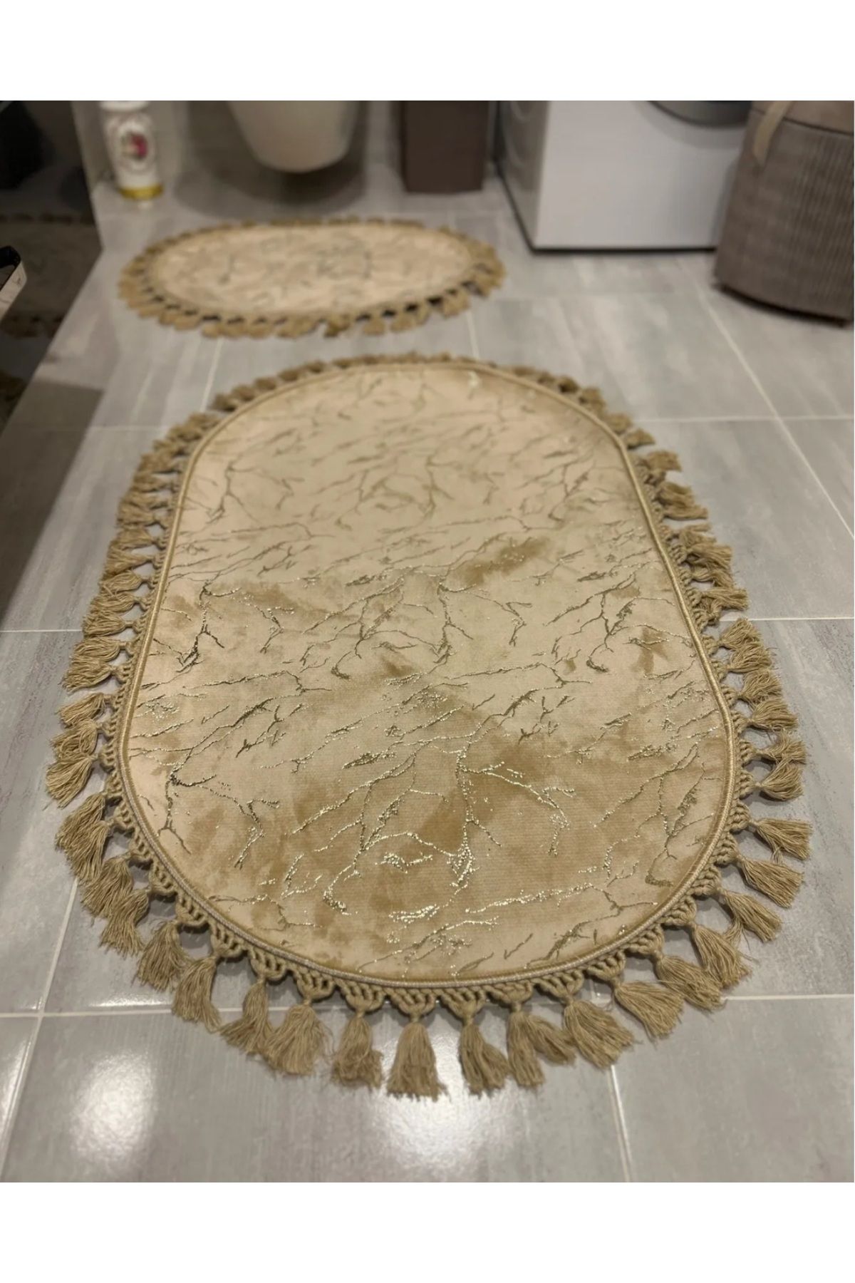 hayat life Varaklı bambu 2 li banyo paspası
