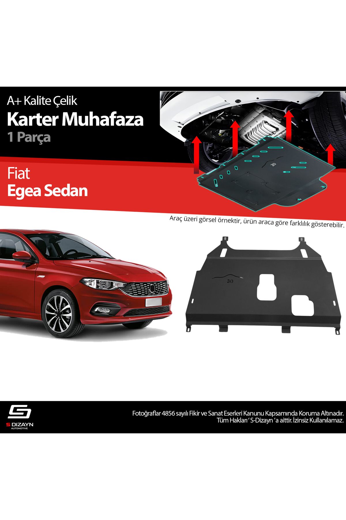 S Dizayn S-Dizayn Fiat Egea HB Çelik Karter Muhafaza Koruma 2015 Üzeri A+ Kalite FI-EGS-CKM