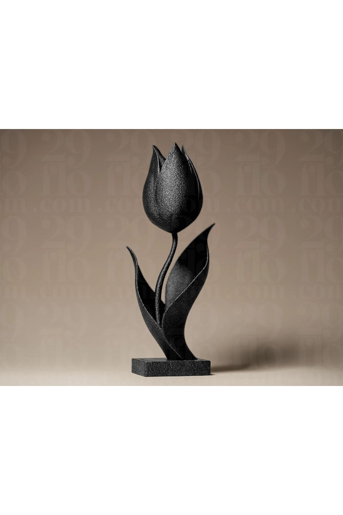 WaveOra Siyah Lale – Modern Minimal Çiçek Figürü