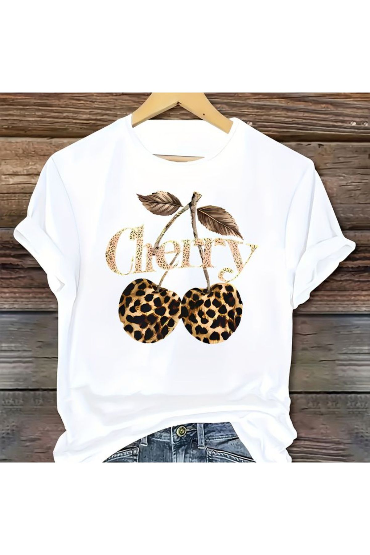 venüsdijital CHERRY LEOPAR DESIGN TSHIRT