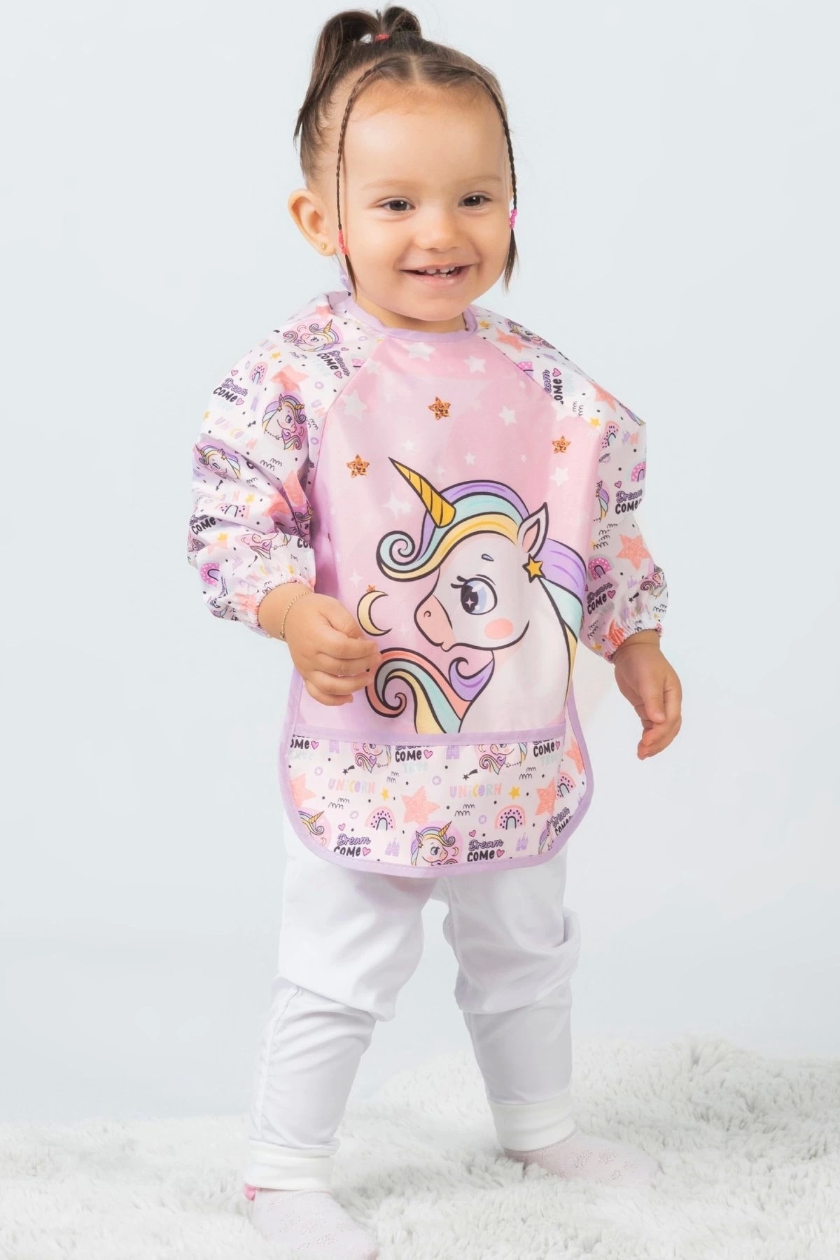 Bebechi 2 Adet 0-3 Yaş Sevimli At Balerin Ayı Desen Bebek Mama Önlüğü fotoğrafı 4 (önizleme)