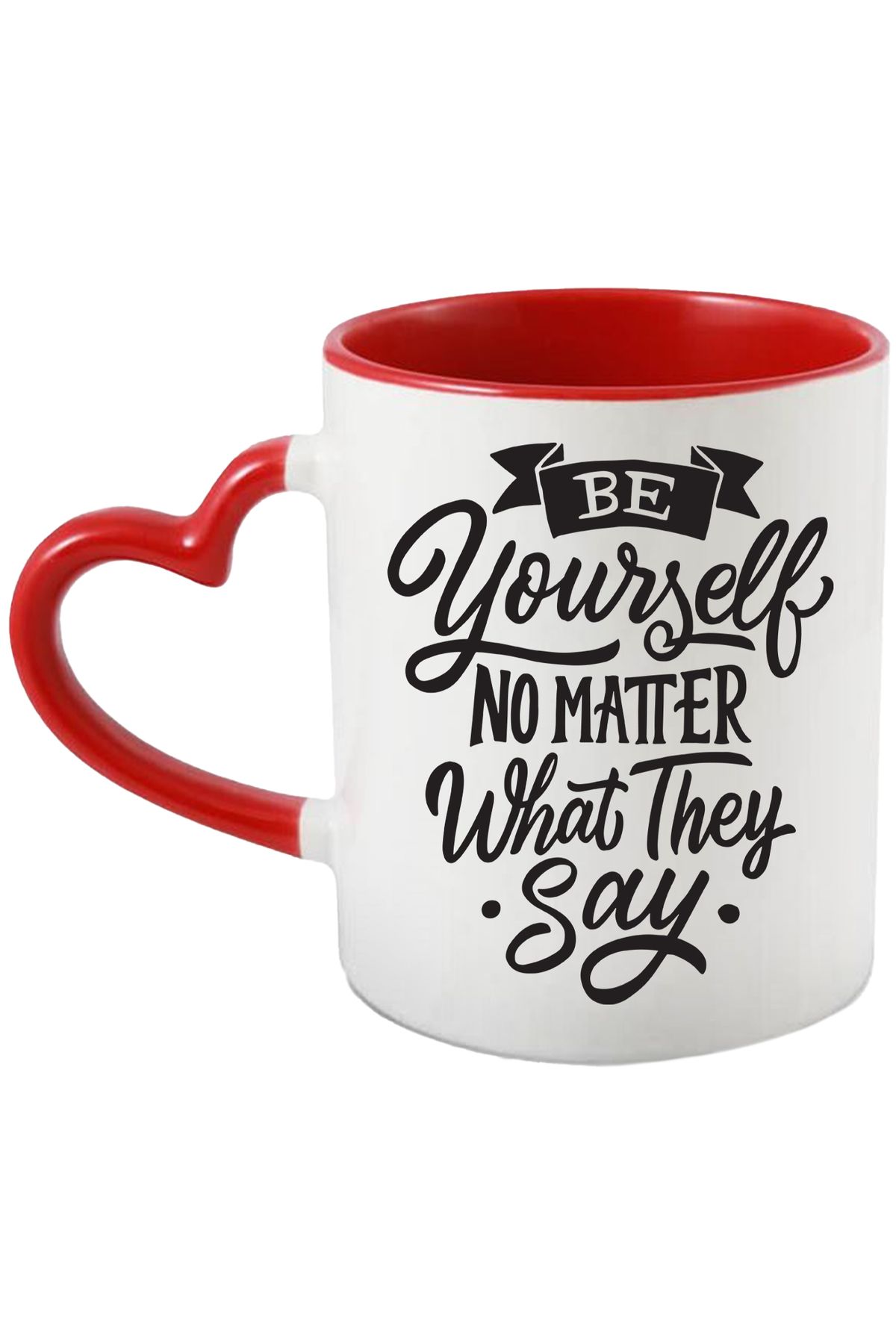 StoryGift Romania Cana Cu Mesaj Motivational In Engleza Be Yourself No Matter What They Say, Bulin, Cu Maner Inim - One Size
