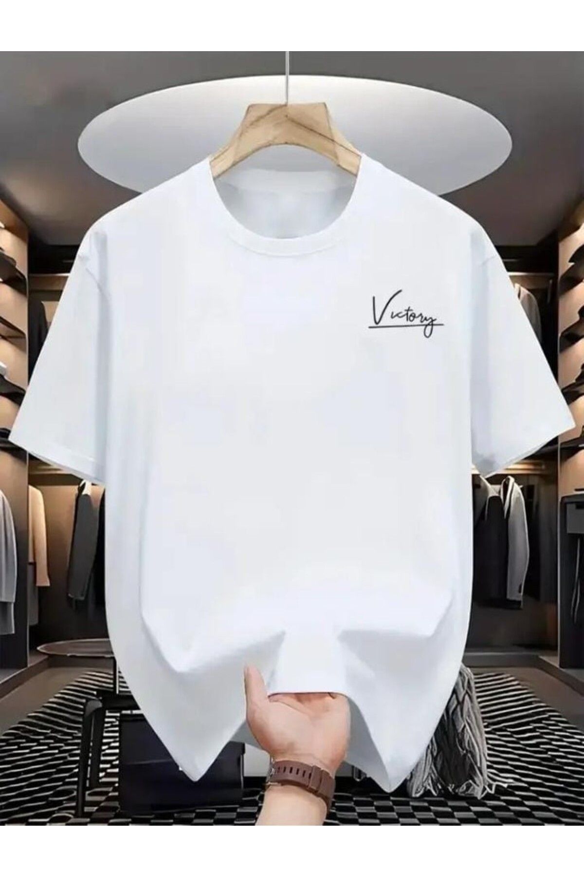 TekTarzz Unisex Geometrik Desenli Baskılı Tshirt