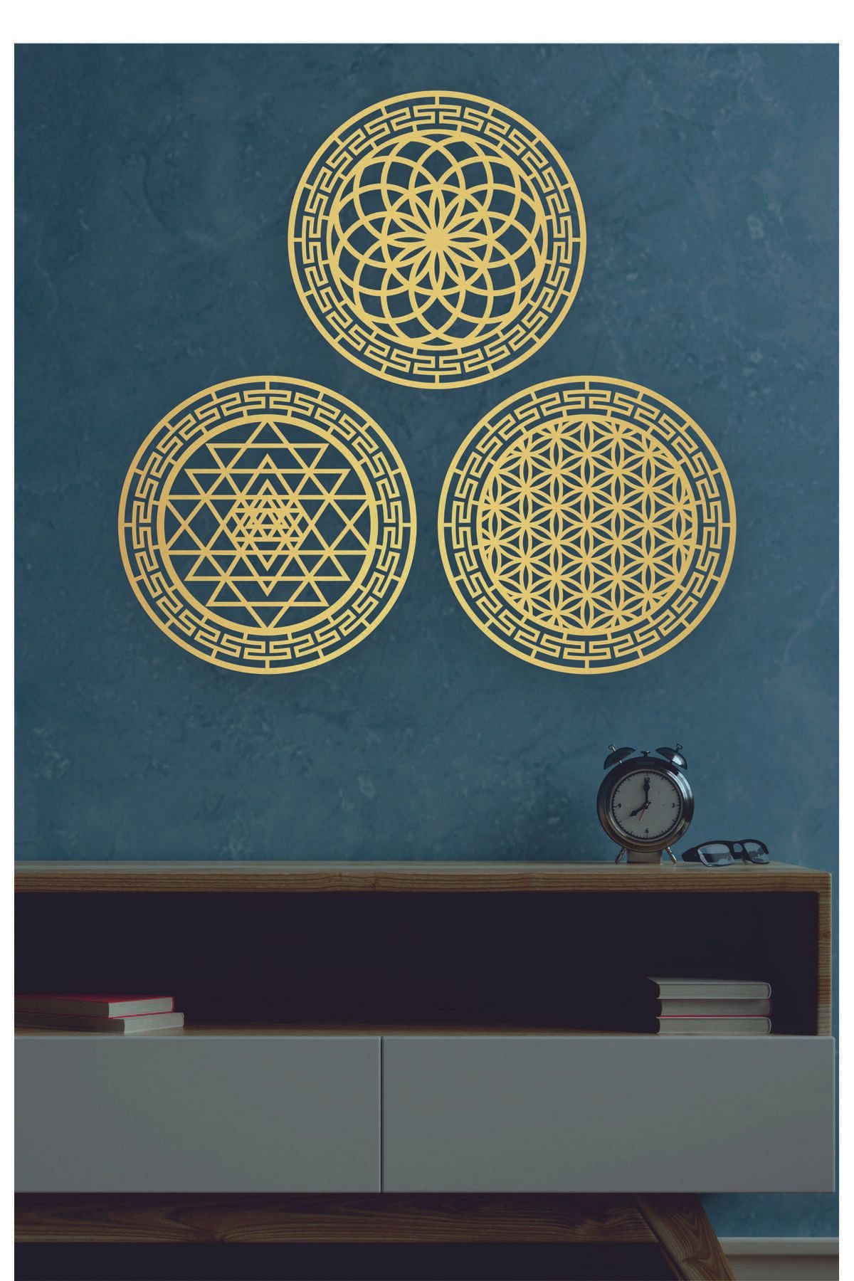 UNT Kutsal Geometri Seti Sri Yantra, Yaşam Çiçeği ve Torus Tablo
