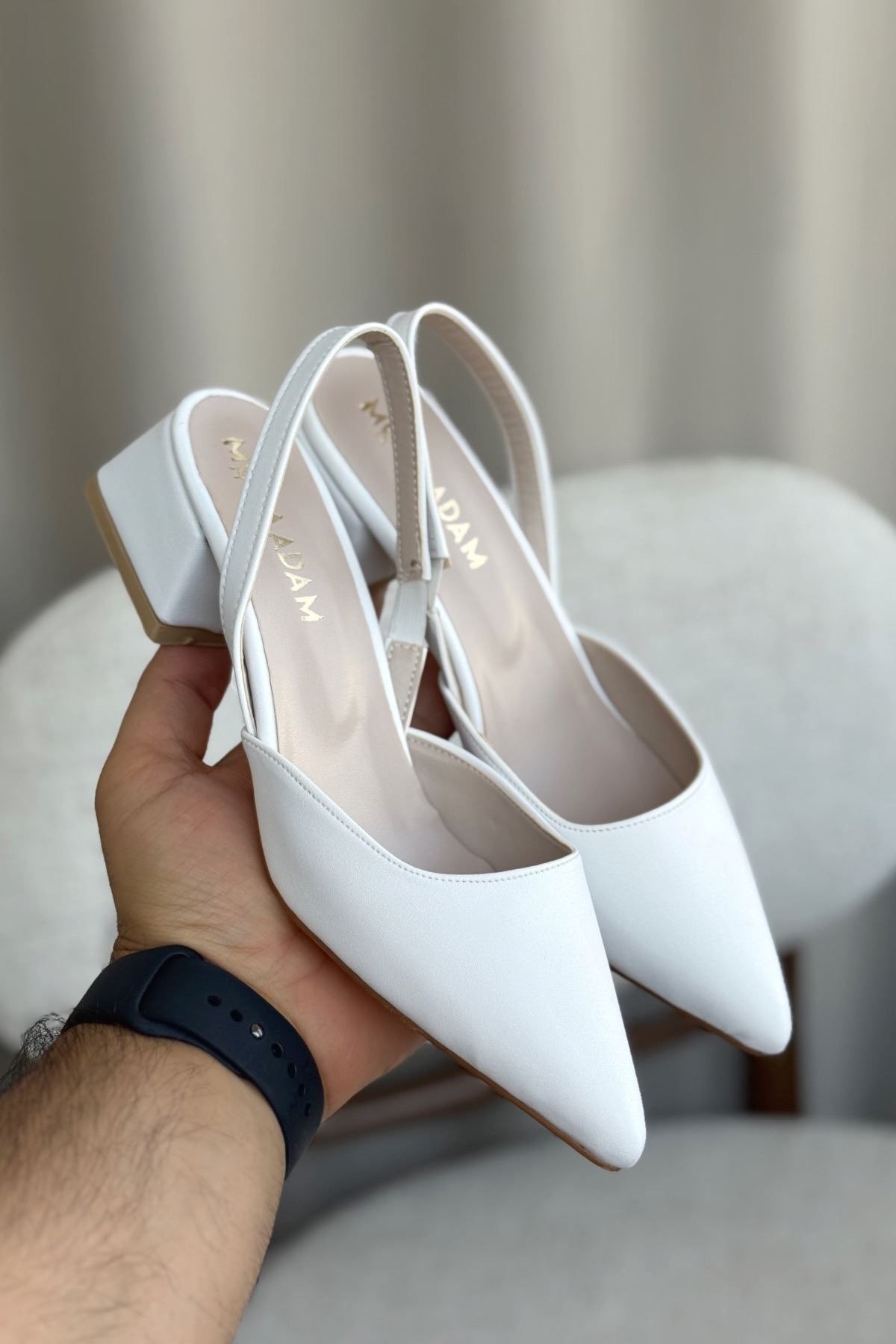 GOFFSHOES Kadın Monaco Kısa Topuklu Ayakkabı - Beyaz