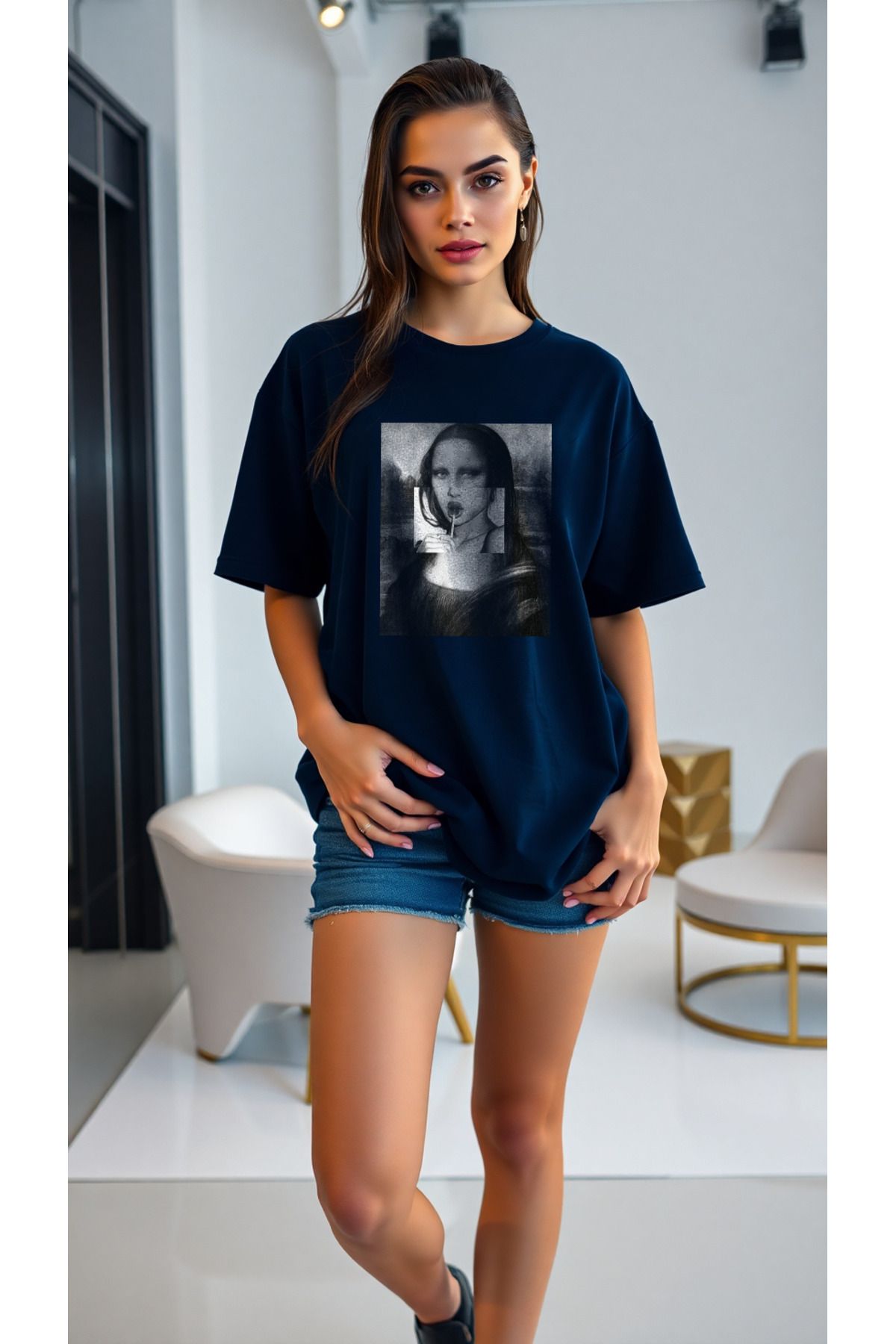 uyguntarz Mona Lisa Baskılı Tasarım Tshirt