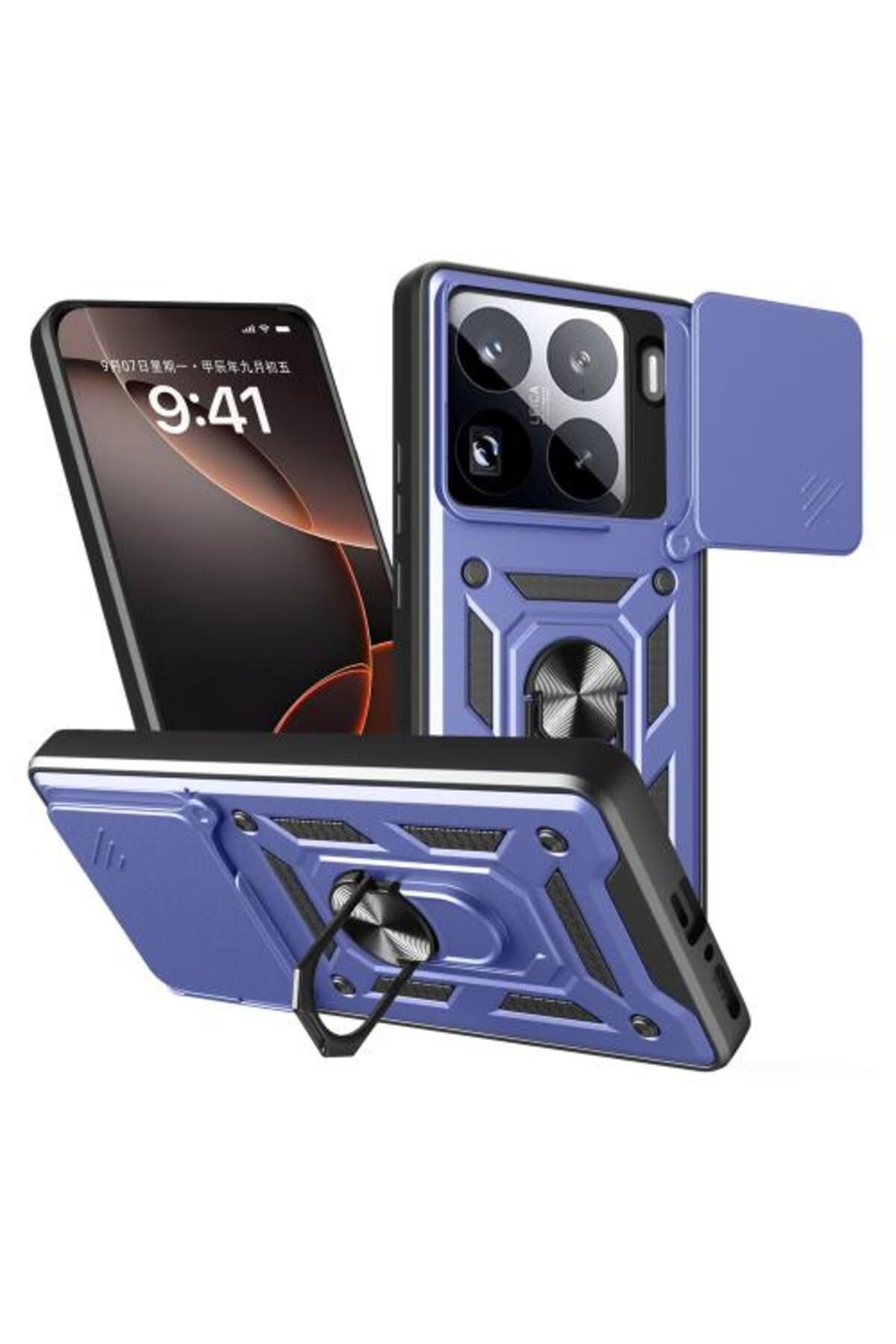 Teleplus Xiaomi Mi 15 Pro Kılıf Pars Yüzüklü Kamera Sürgülü Tank Kapak