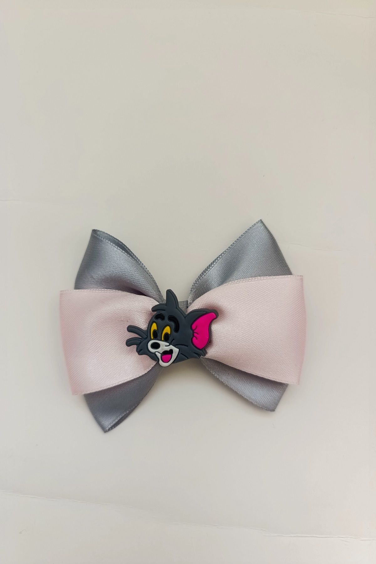 MARZELLA ACCESSORİES el yapımı gri pembe kurdela