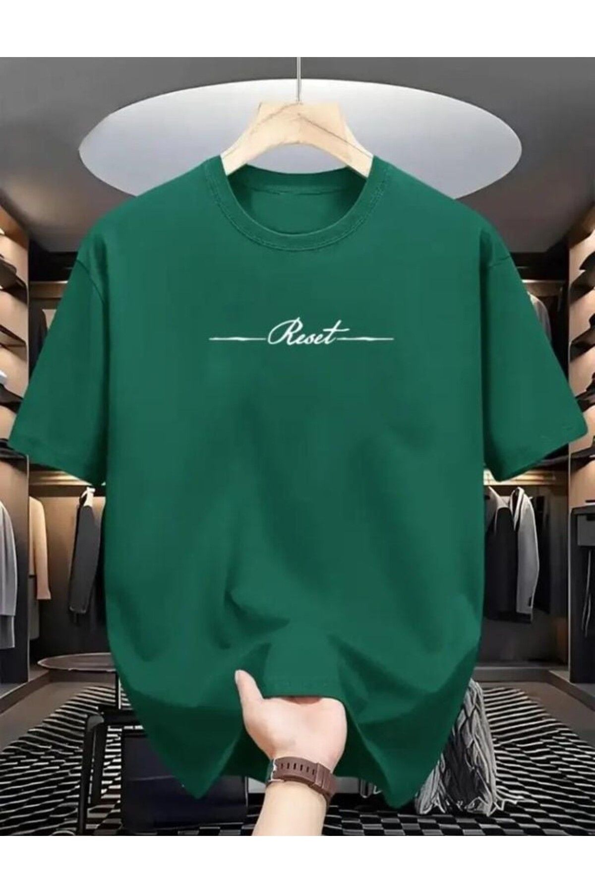 TekTarzz Unisex Sanatsal Reset Baskılı Tasarım Tshirt