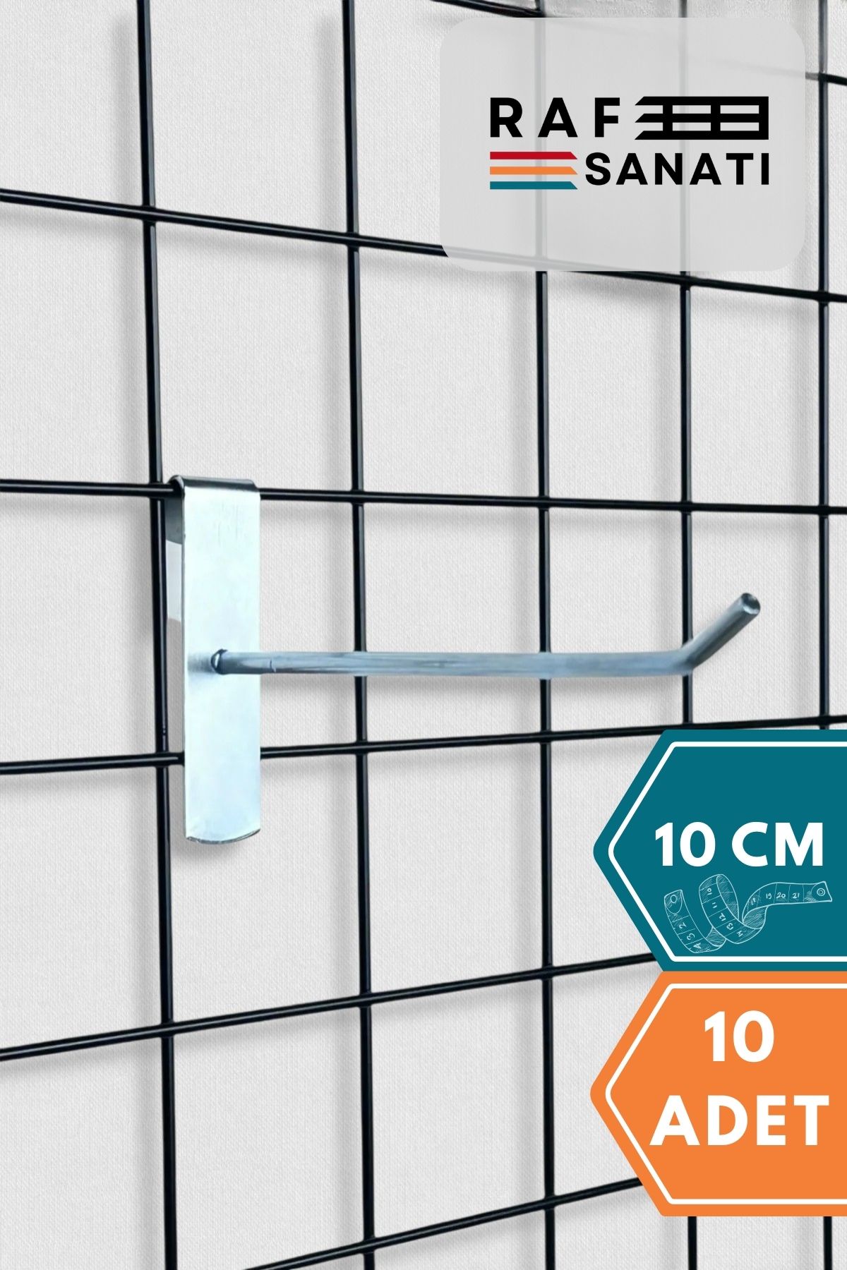 Raf Sanatı Tel Pano Kancası 10 cm - Askı Kanca Raf Askısı Raf Aksesuar Tel Askı Çorap Kancası
