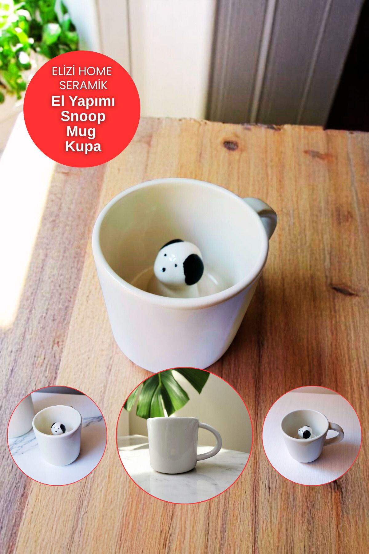 REAY HOME El Yapımı Seramik Snoopy Model Mug Kupa Fincan | Mug Fincan Kupa Kahve Kupası
