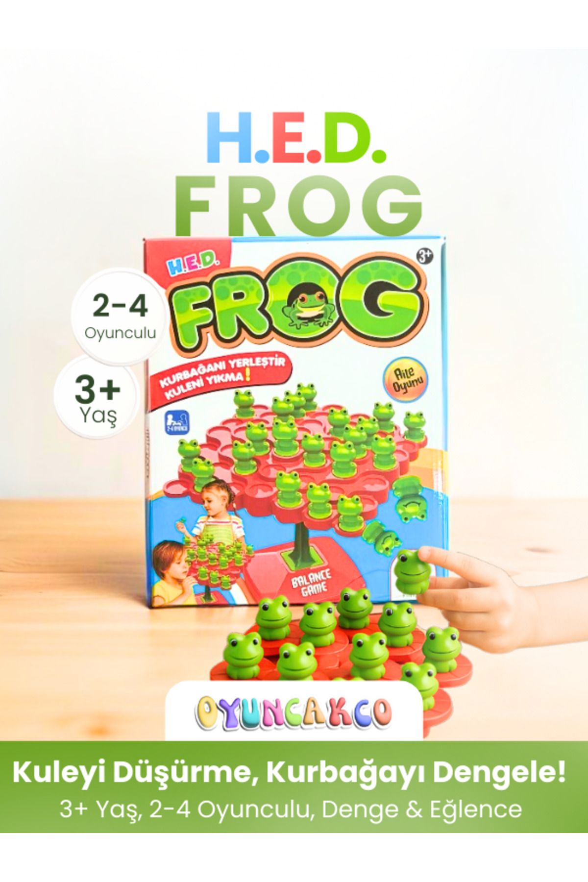 oyuncak.co H.E.D. Frog Kurbağa Denge Oyunu | 3+ Yaş Aile Oyunu