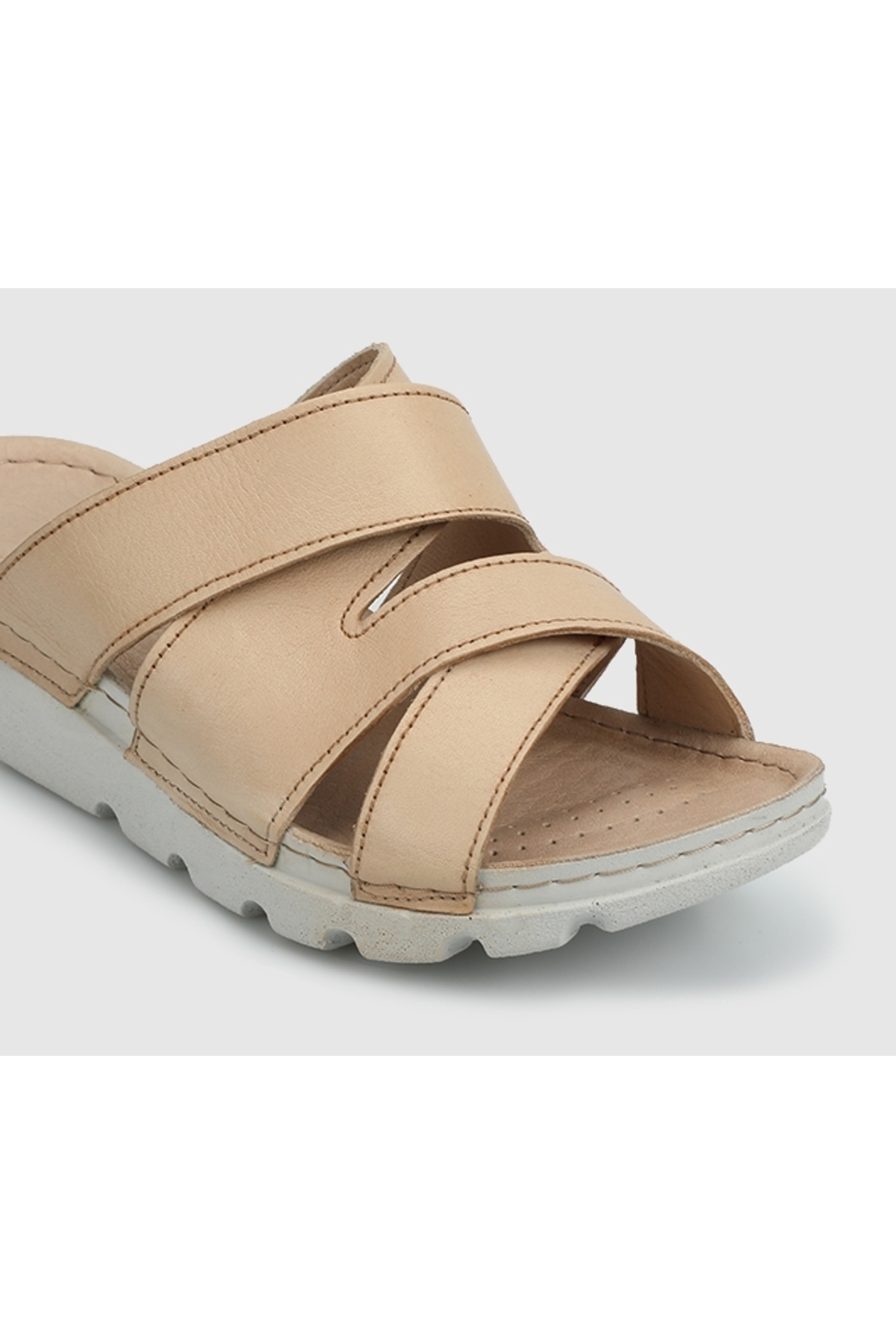 Eclipse-Cream Leather Women's Slippers 5