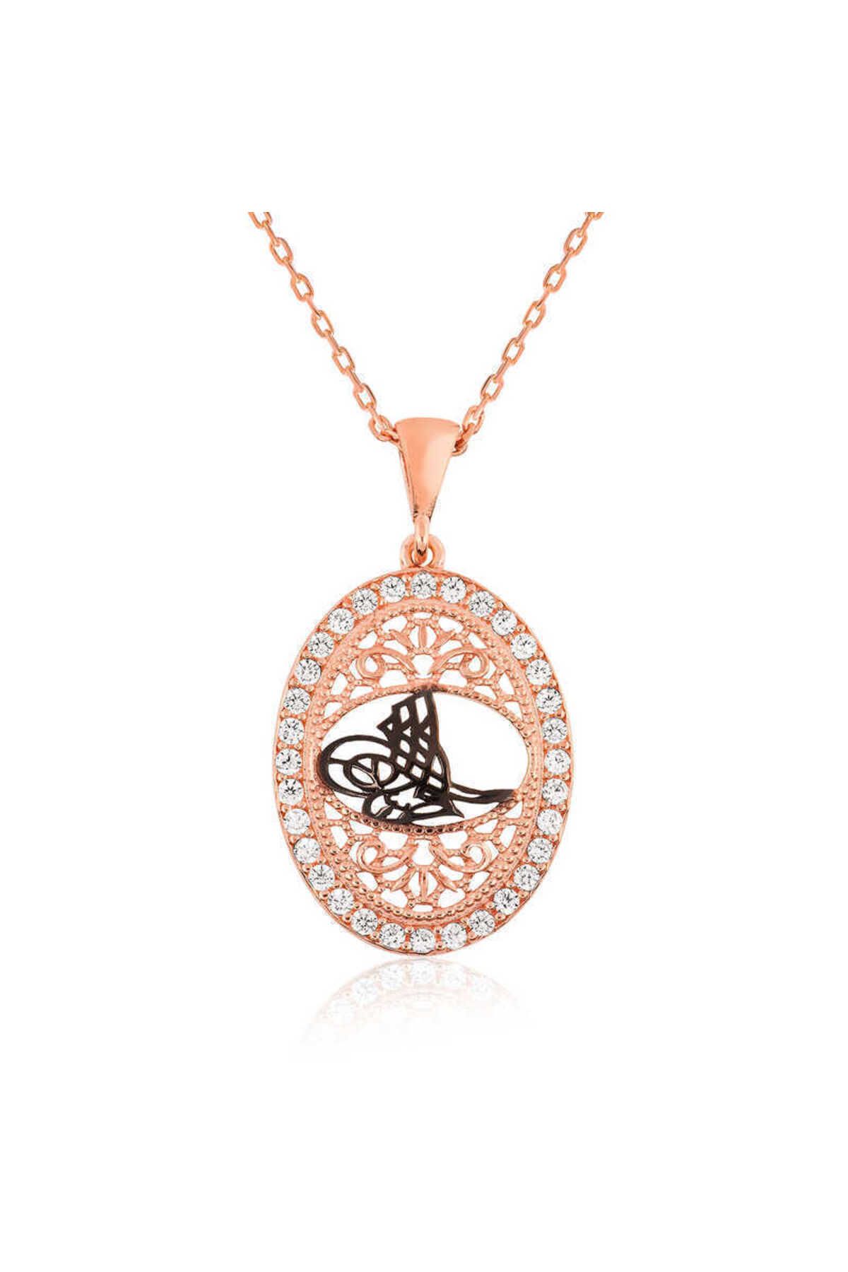 ecepazarlama Gümüş Rose Osmanlı Tuğralı Kolye