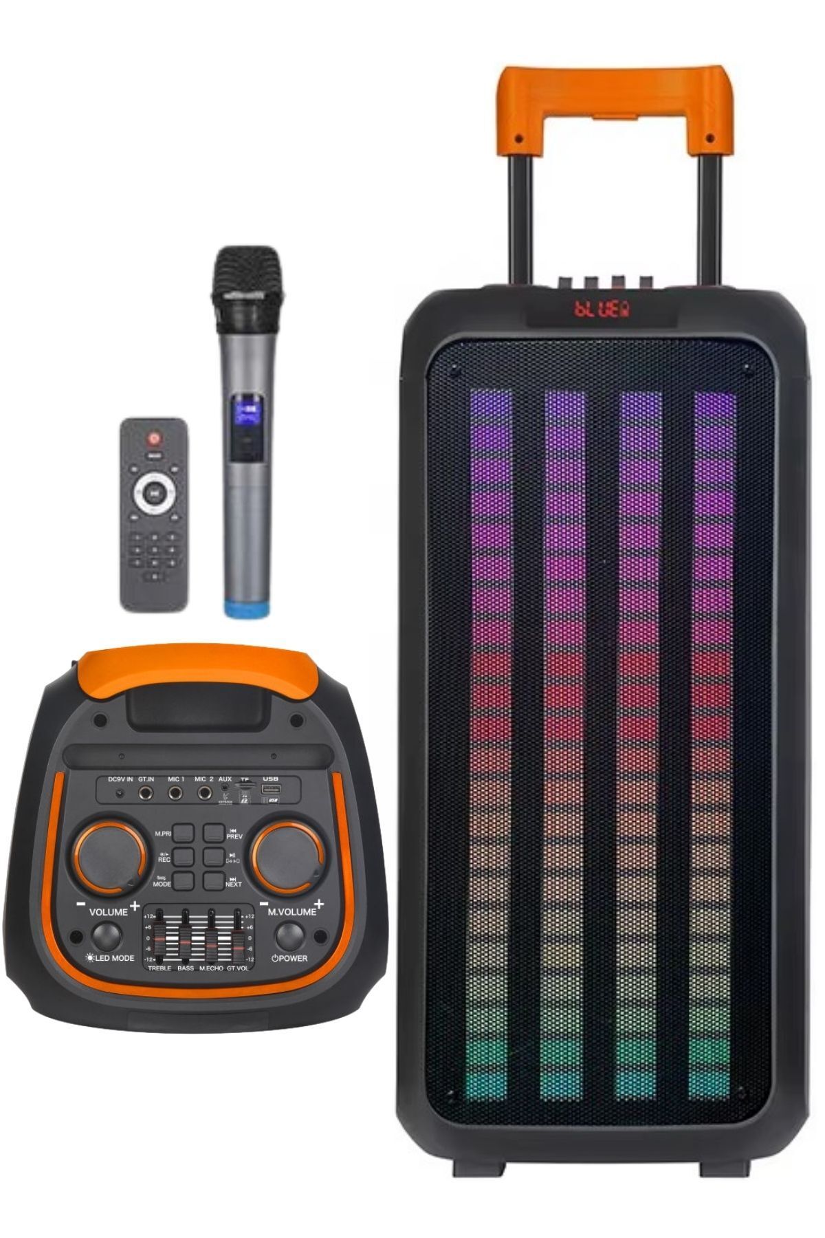 Zineets Işıklı Büyük Boy Party Box Bluetooth Hoparlör Taşınabilir Şarjlı Ses Sistemi Radyolu Karaoke Mic
