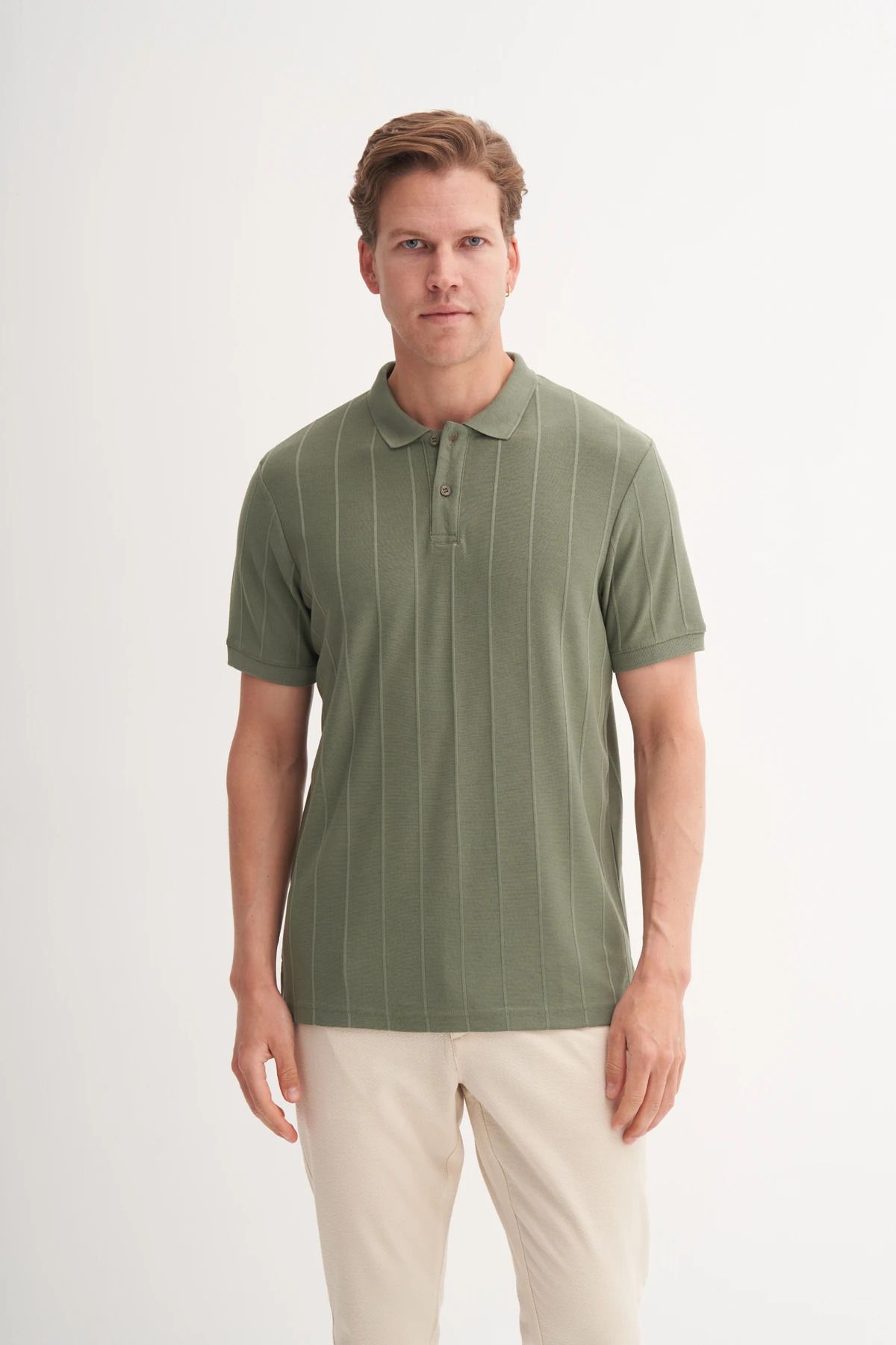 Cazador-Polo Neck Regular Fit Knitted Jacquard T-Shirt 4104 3