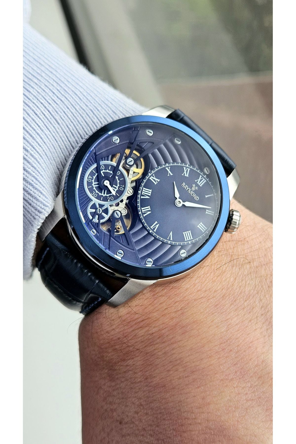 Raymond RYM-5210 QUARTZ ERKEK KOL SAATİ - ÇELİK KASA VE DERİ KORDON - 2 YIL GARANTİ