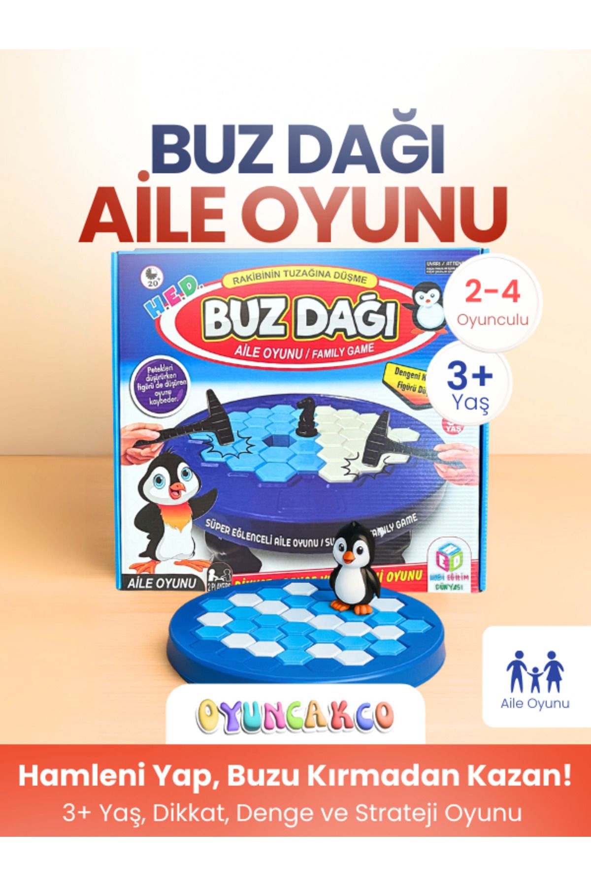 oyuncak.co H.E.D. Buz Dağı Aile Oyunu | 3+ Yaş Dikkat, Denge ve Strateji Oyunu