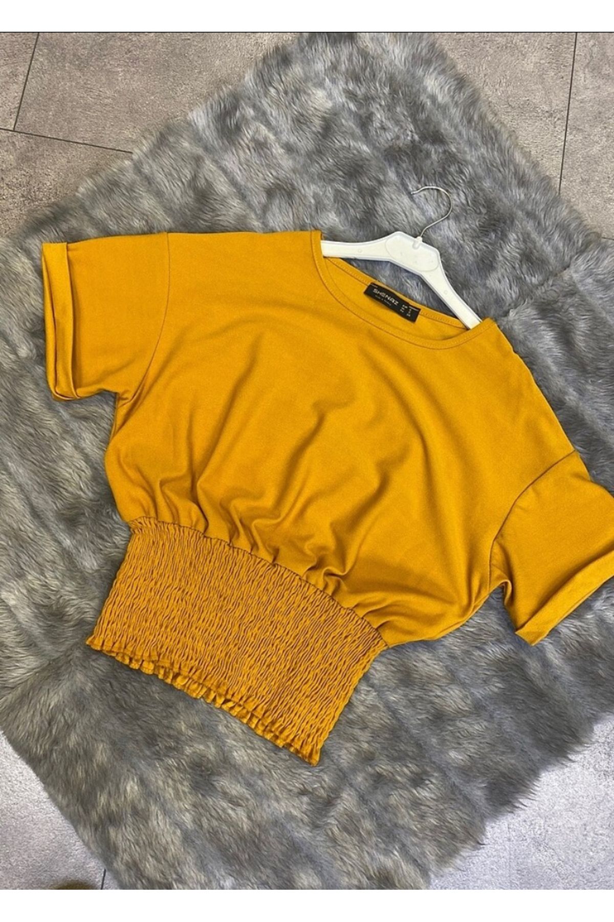 MODA NUR Beli Lastikli Bluz