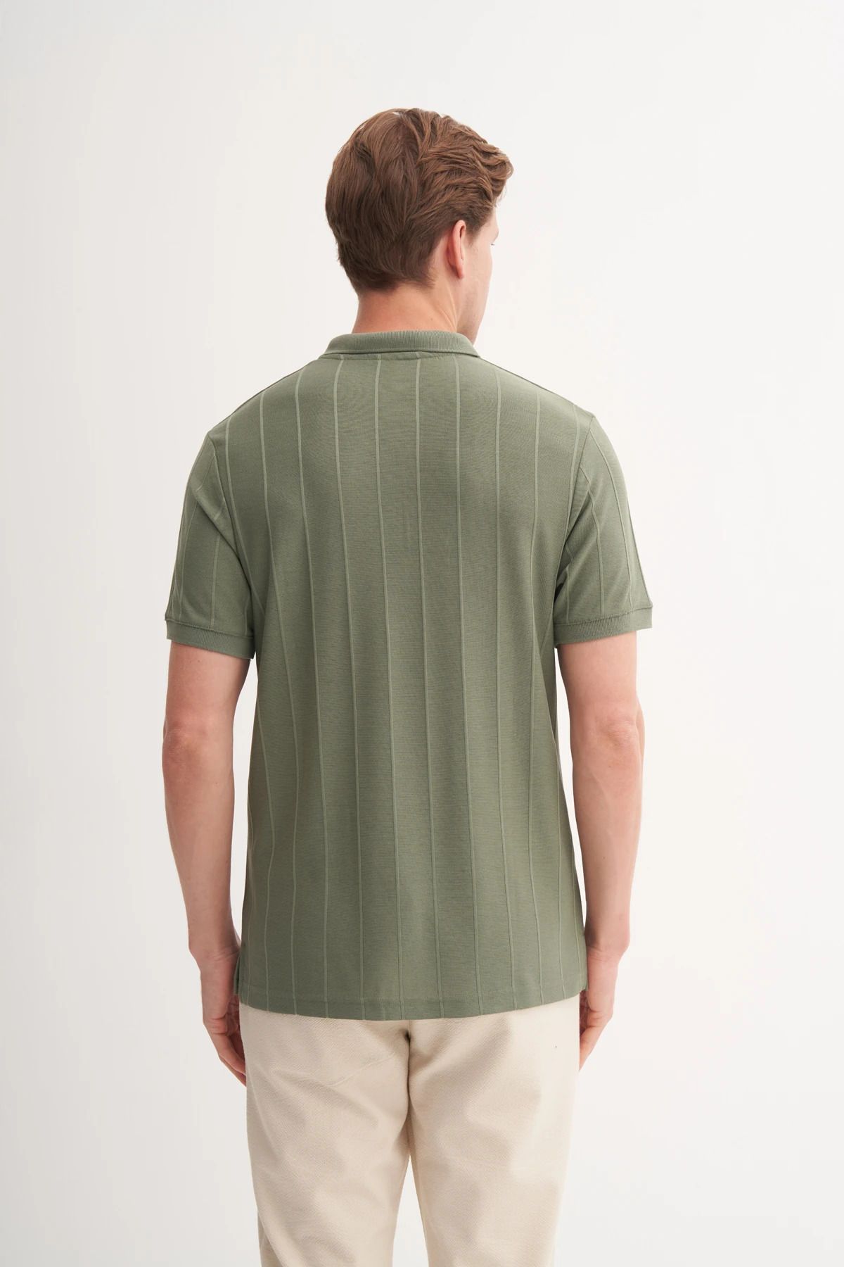 Cazador-Polo Neck Regular Fit Knitted Jacquard T-Shirt 4104 4