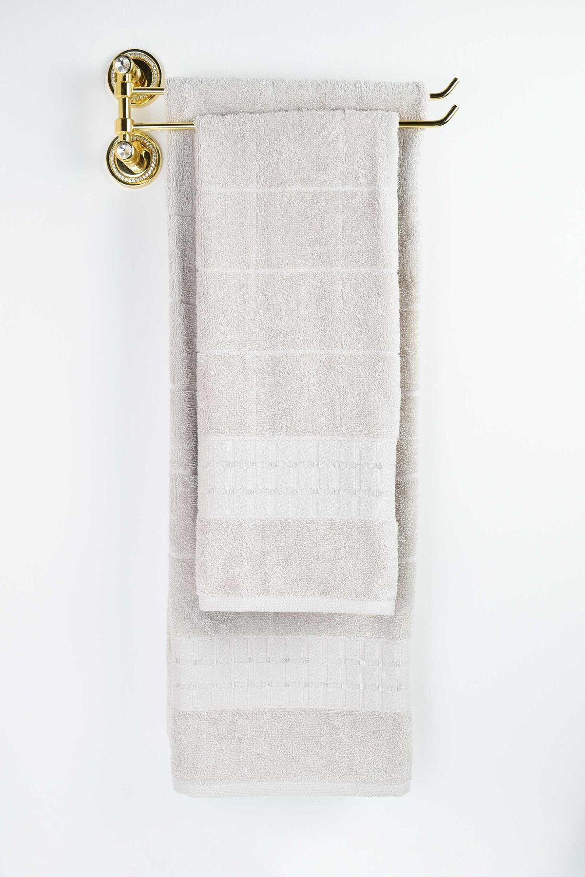 Biriz Moda Alexandra Jakarlı Banyo Havlusu - Bej