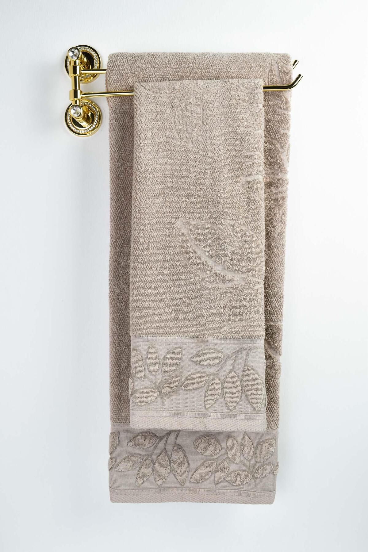 Biriz Moda Laurel Banyo Havlusu - Koyu Bej