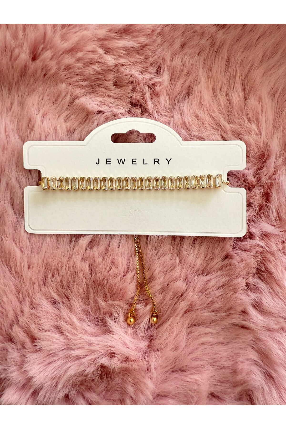 Butik Altın Baguette Taşlı Su Yolu Çelik Ayarlanabilir Bileklik