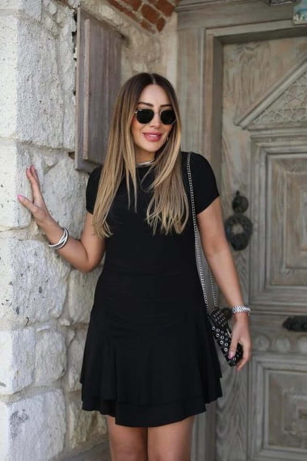 QİMYA BUTİK BUKETLİ Kadın Eteği Kat Kat Volanlı Beli Drapeli KısaKol Mini ELBİSE