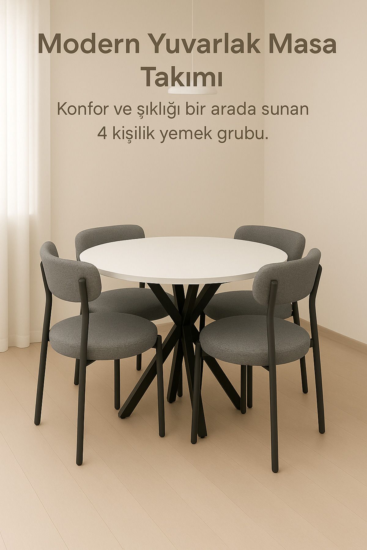 SKGROUP 4 Kişilik Masa Sandalye Takımı Teddy