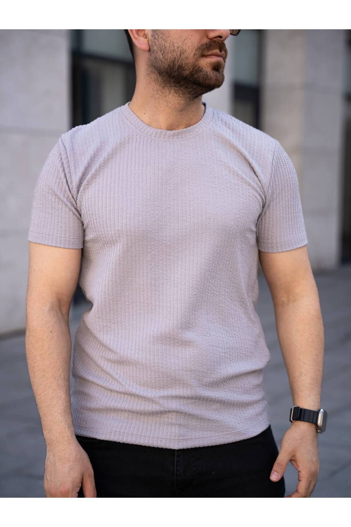 ROBERTO BORNOVA Bisiklet Yaka Waffle Burgu Kumaş Tshirt KP
