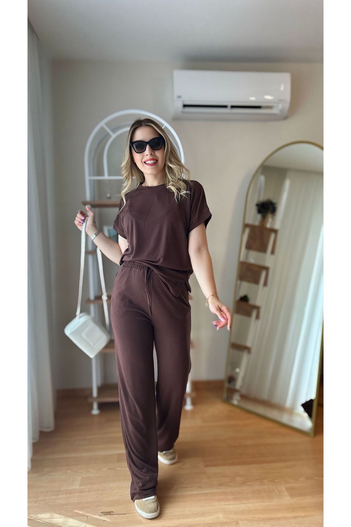 fidoş Kadın Modal Kumaş Beli Lastikli Geniş Kalıp Takım