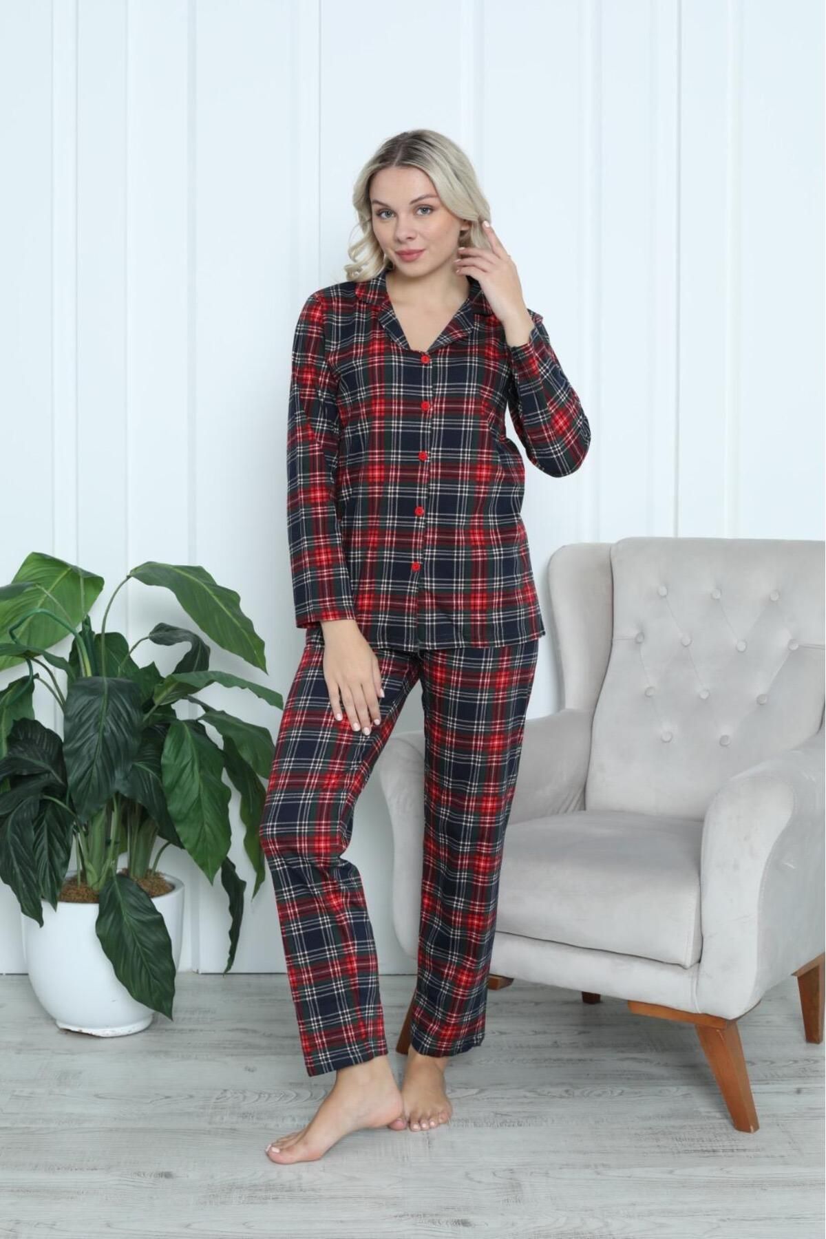 MODA Uzun Kollu Düğmeli Pijama Takımı