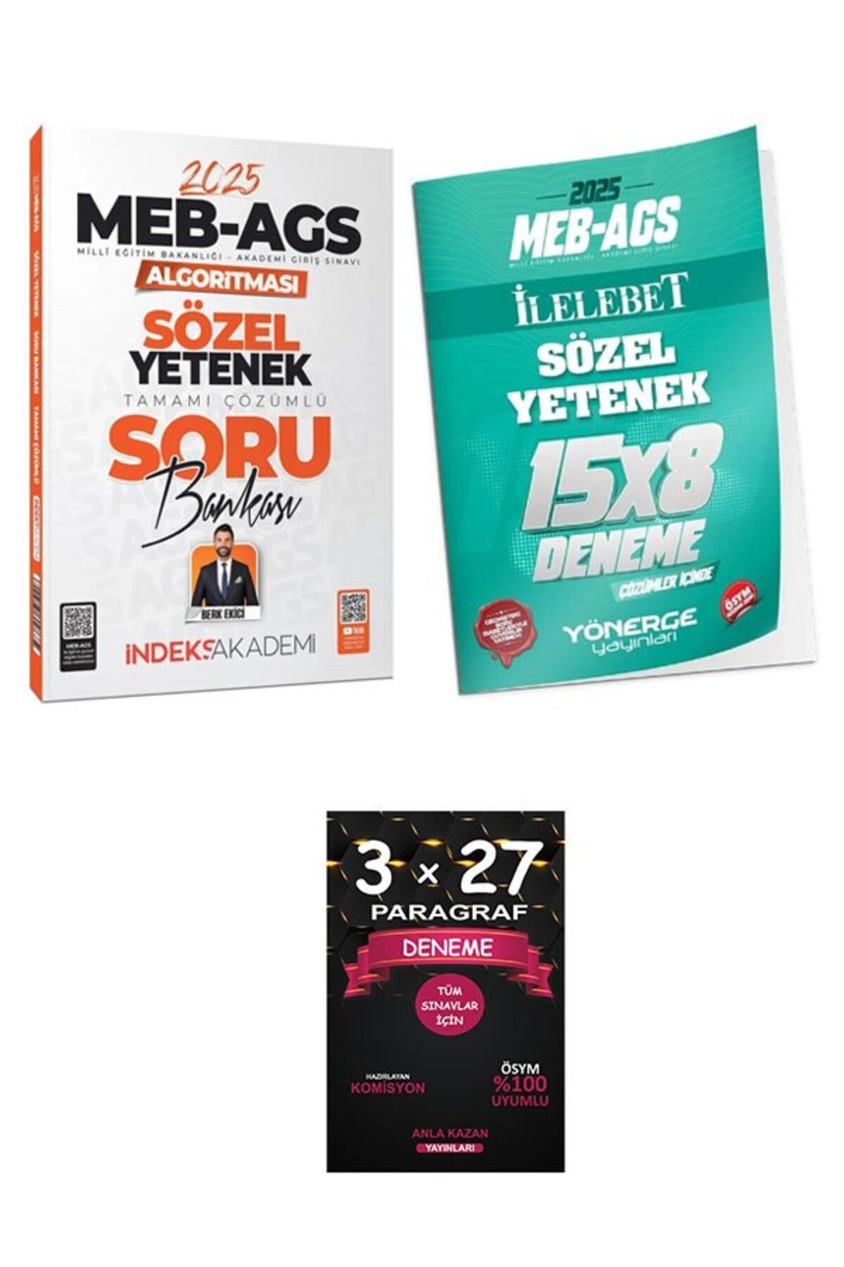 Anla Kazan Yayınları İndeks + Yönerge 2025 MEB-AGS Algoritması Sözel Yetenek Soru Bankası + 8 Deneme 2 li Set+AnlaKazan