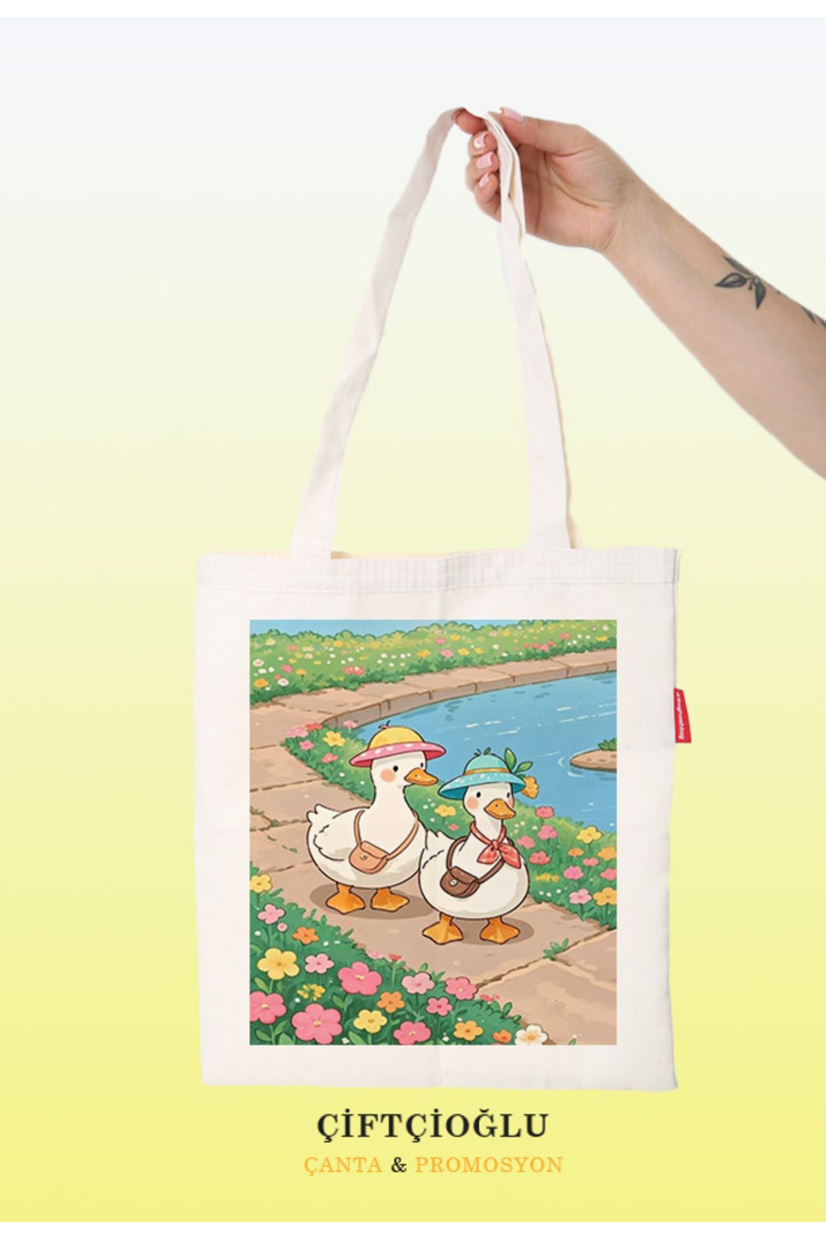 çiftçioğlu Birinci Kalite Baskılı Bez 38x42 Omuz-El Çantası