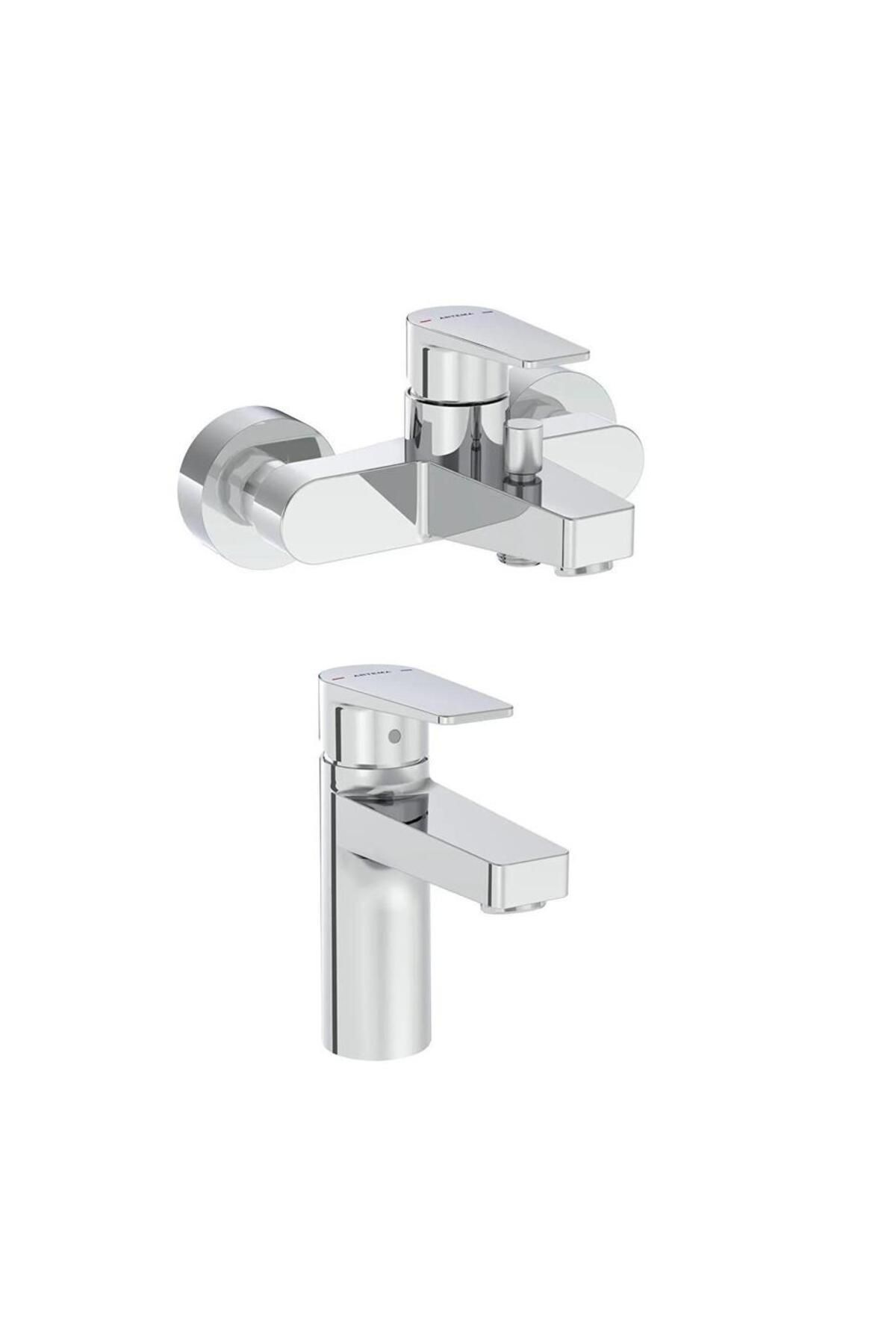 Artema Flow Square Banyo Bataryası + Lavabo Bataryası Set
