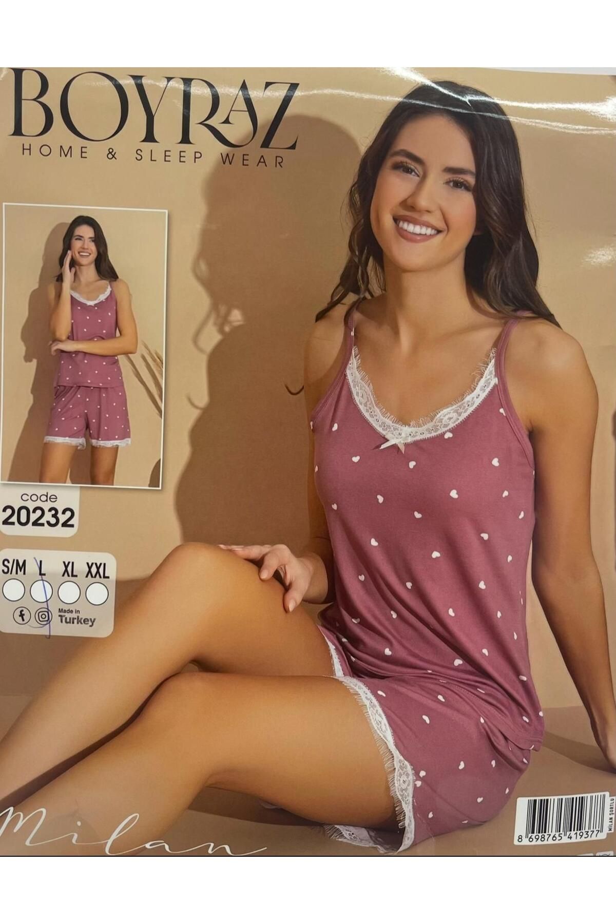 BOYRAZ GÜL KURUSU MİLAN KUMAŞ PİJAMA TAKIMI