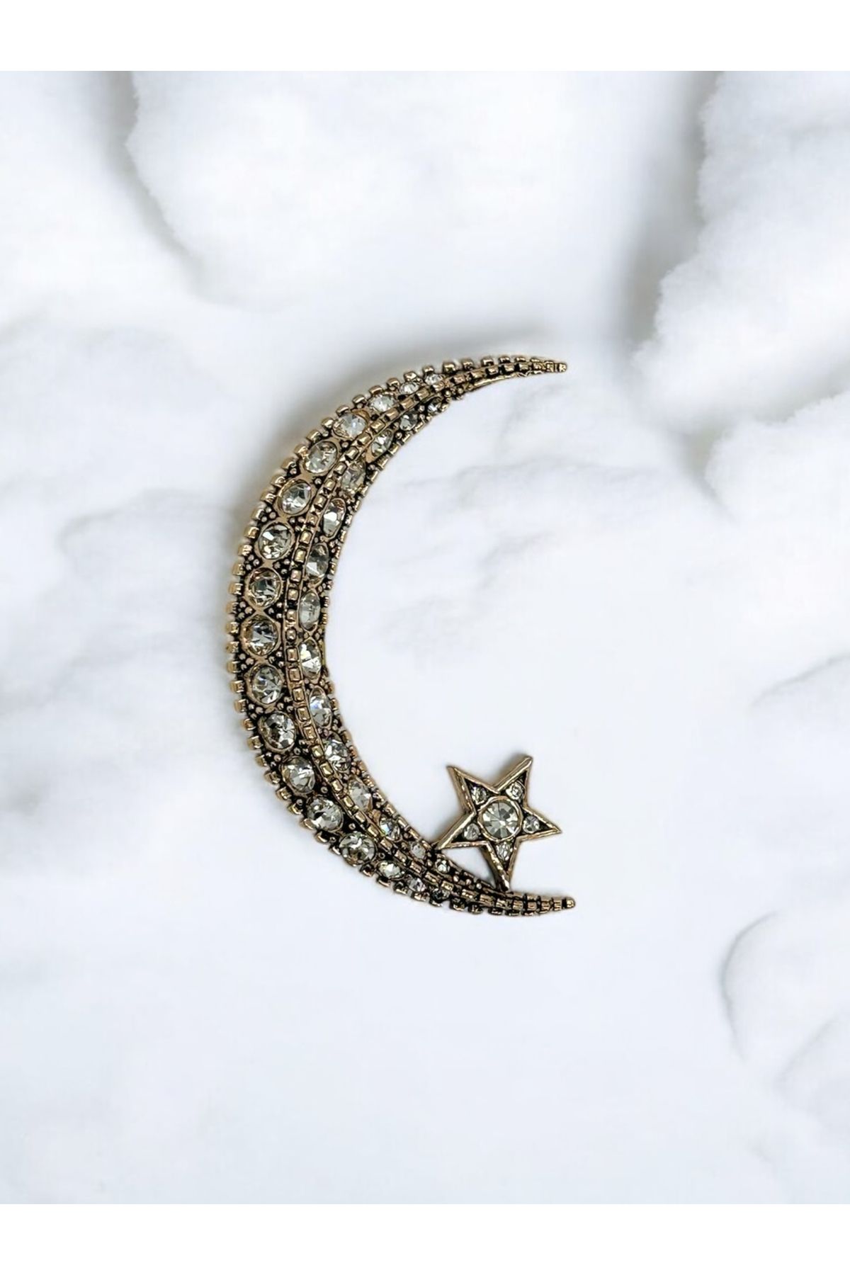 FUYA JEWELLERY Elmas Montür Ay Yıldız Broş