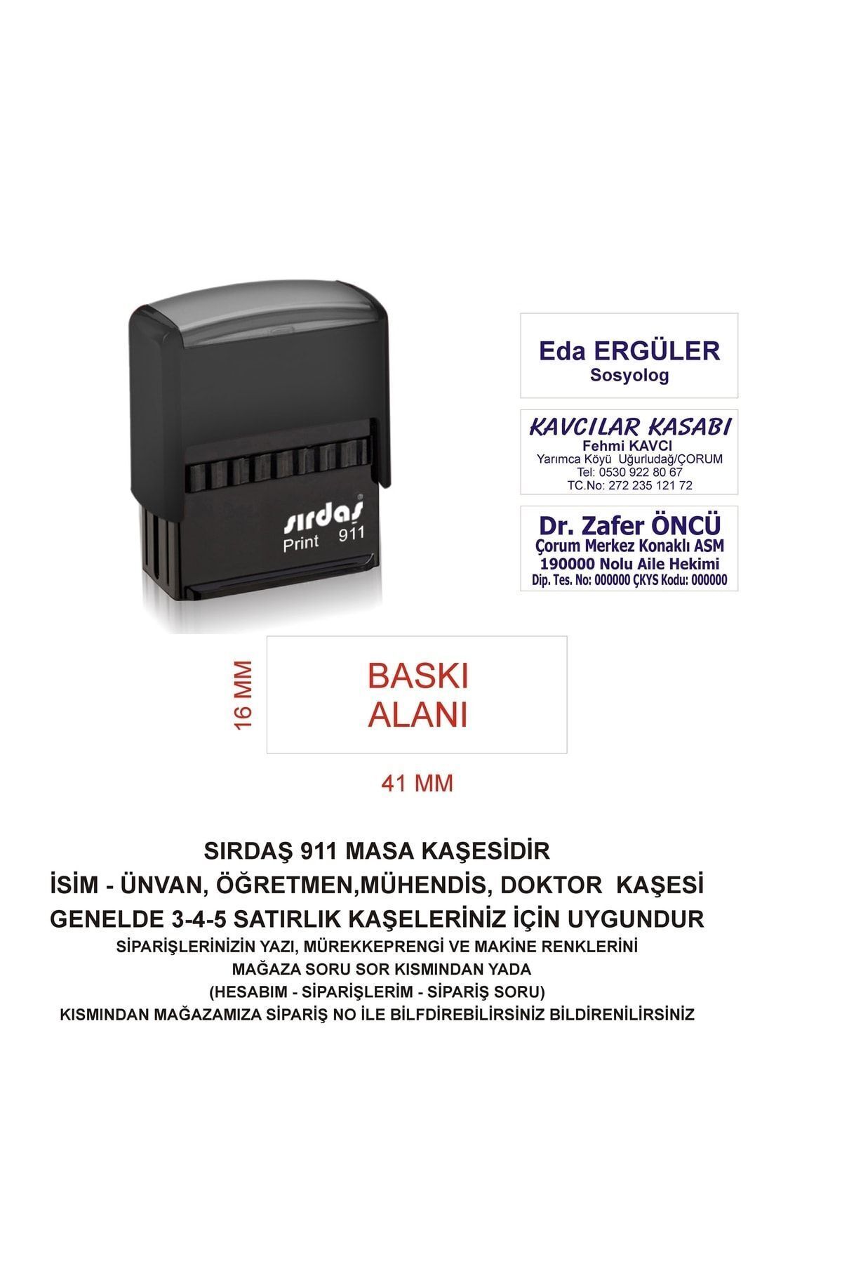 Sırdaş 911 Isim Ünvan Kaşesi - Siyah Makina