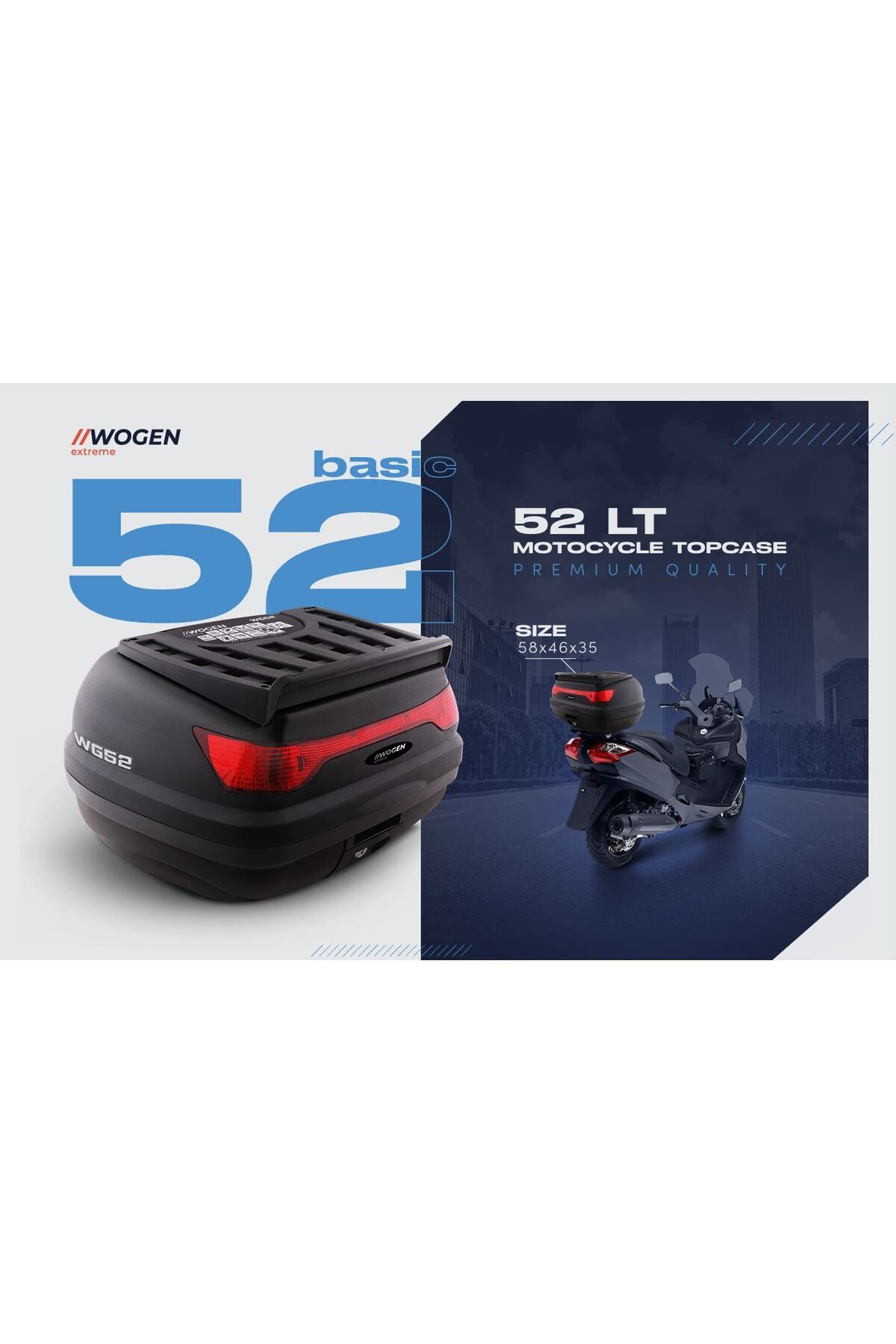 WOGEN BERMOT WOGEN KUBA TOURİNG TERRA 125 MOTOSİKLET ARKA ÇANTA 52 LİTRE BASİC SİYAH