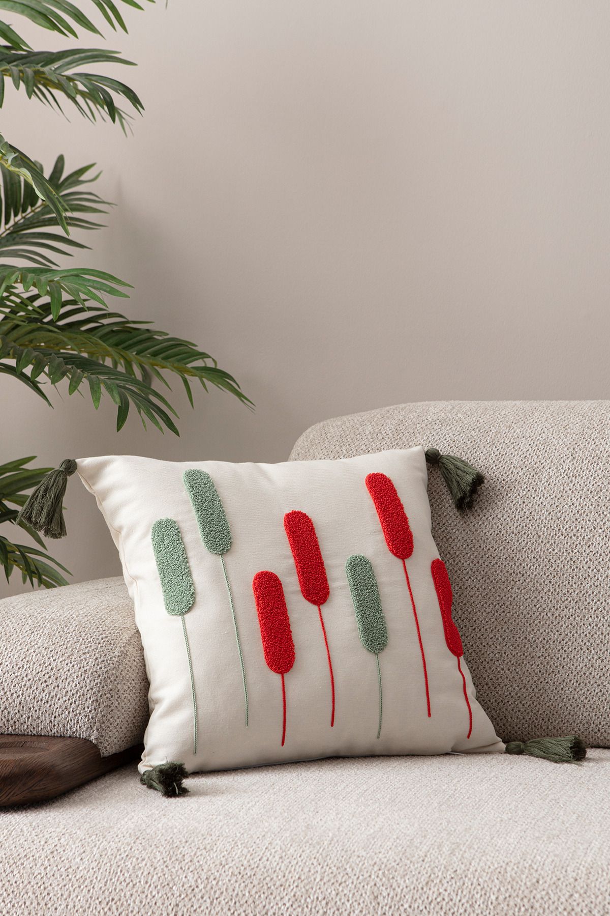 EVOTTO HOME COLLECTİON Comfort Punch Desenli Kırlent Kılıfı Kare Dekoratif Bohem Nakışlı Koltuk Yastık Kılıfı panç 45x45